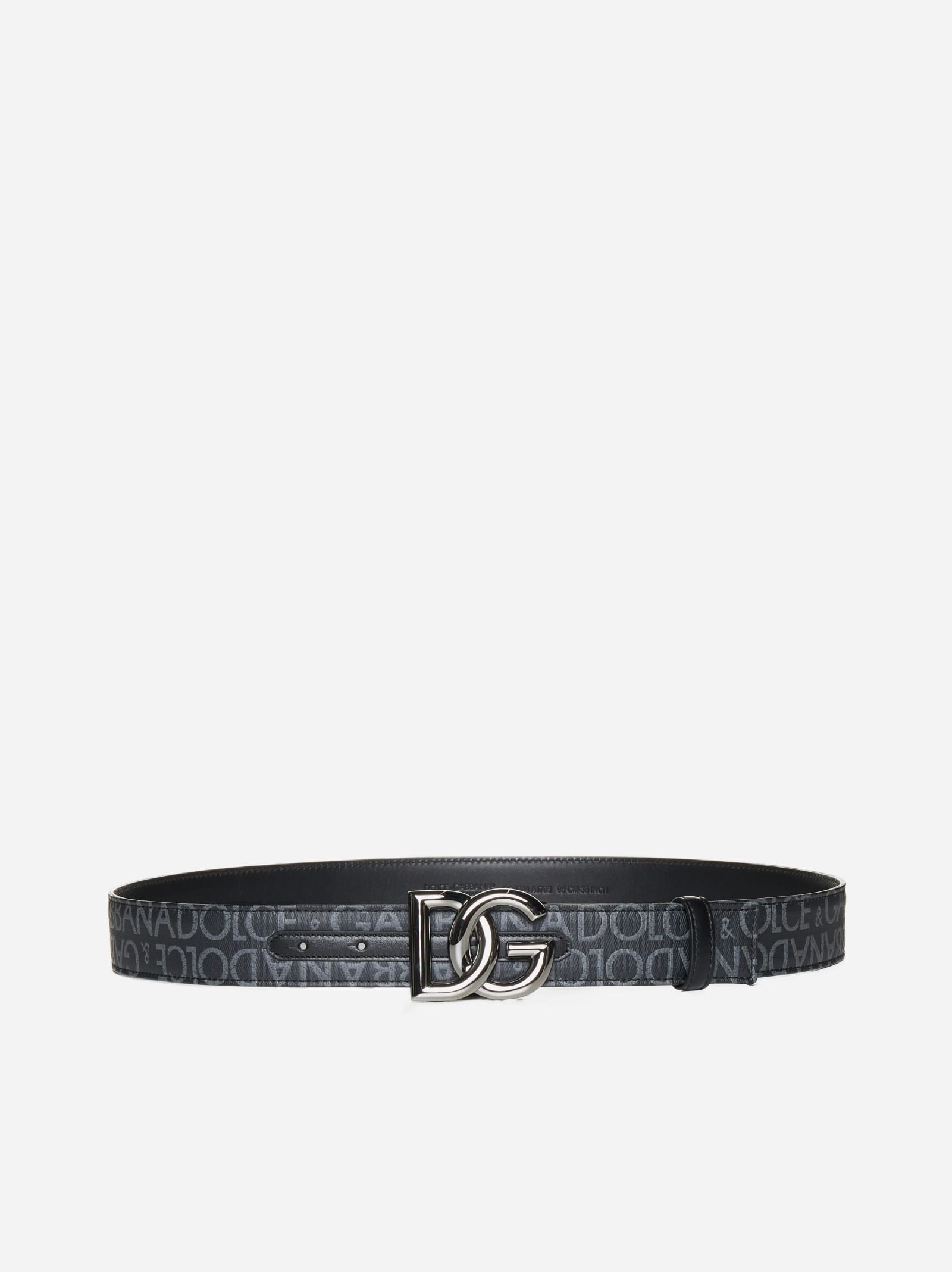 Shop Dolce & Gabbana Logo-tape Fabric Belt In Black/grey