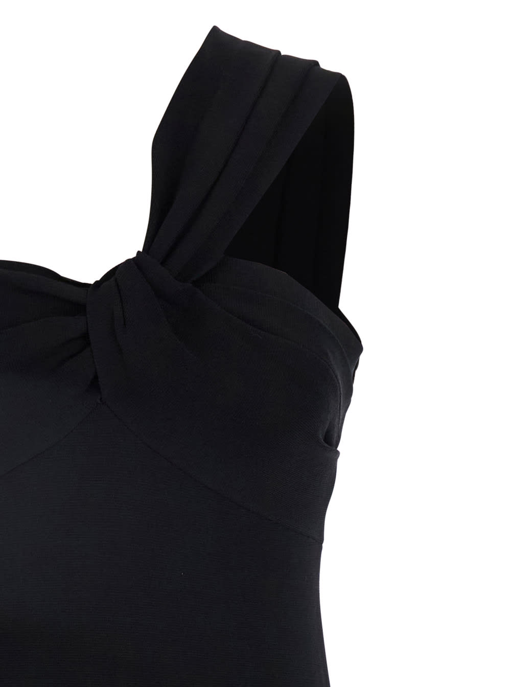 P.a.r.o.s.h Black One-shoulder Dress With Sweetheart Neckline In Viscose Blend Woman In Black