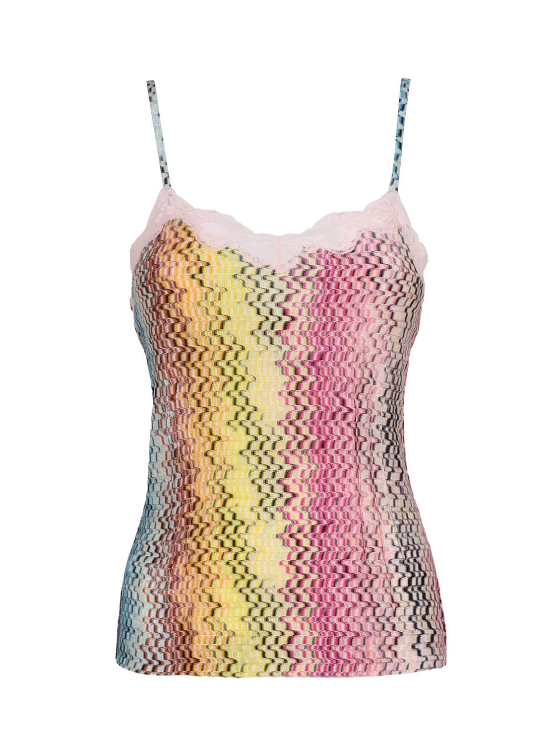 Shop Missoni Top With Thin Straps And Lace Insert In Multicolore