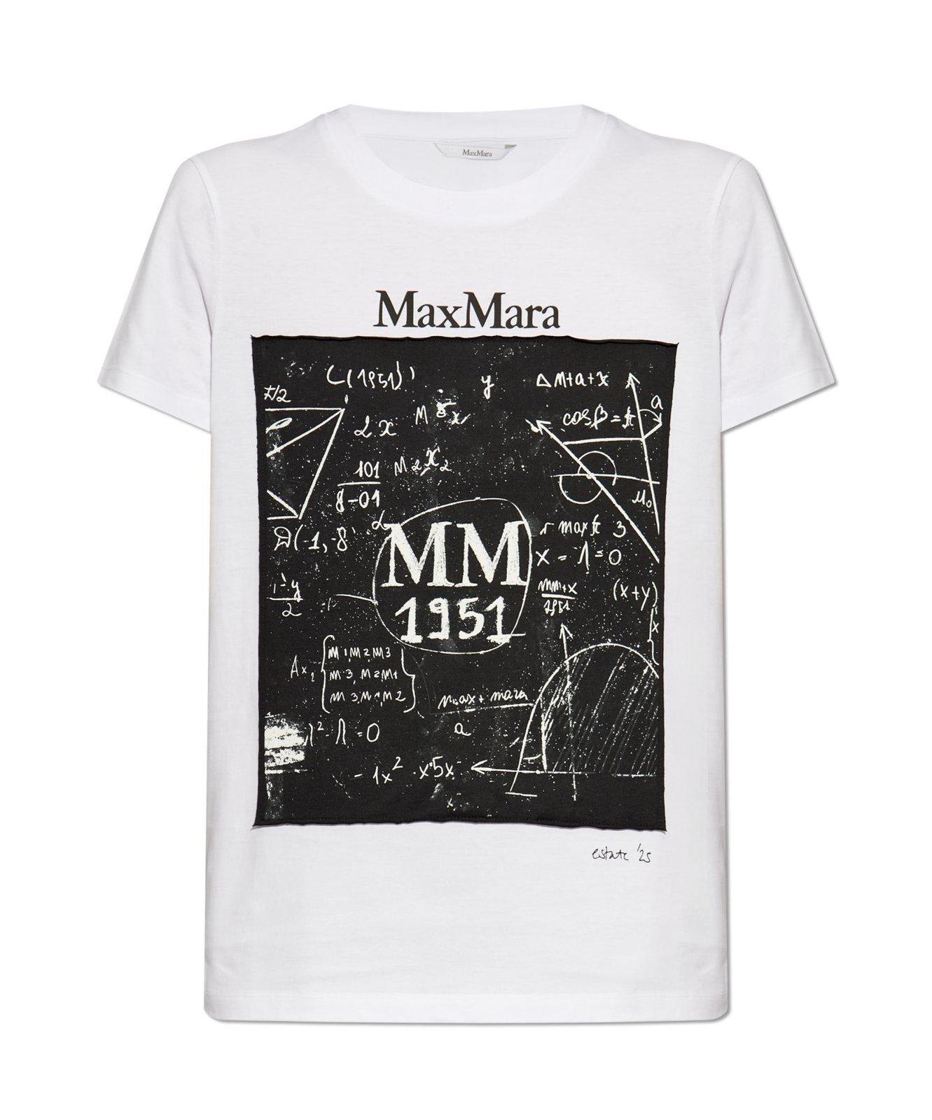 Max Mara Logo Printed Crewneck T-shirt In White