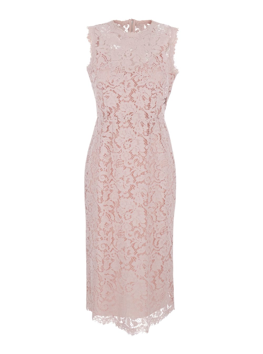 Dolce & Gabbana Pink Dress With Lace Design In Mixed Cotton Woman