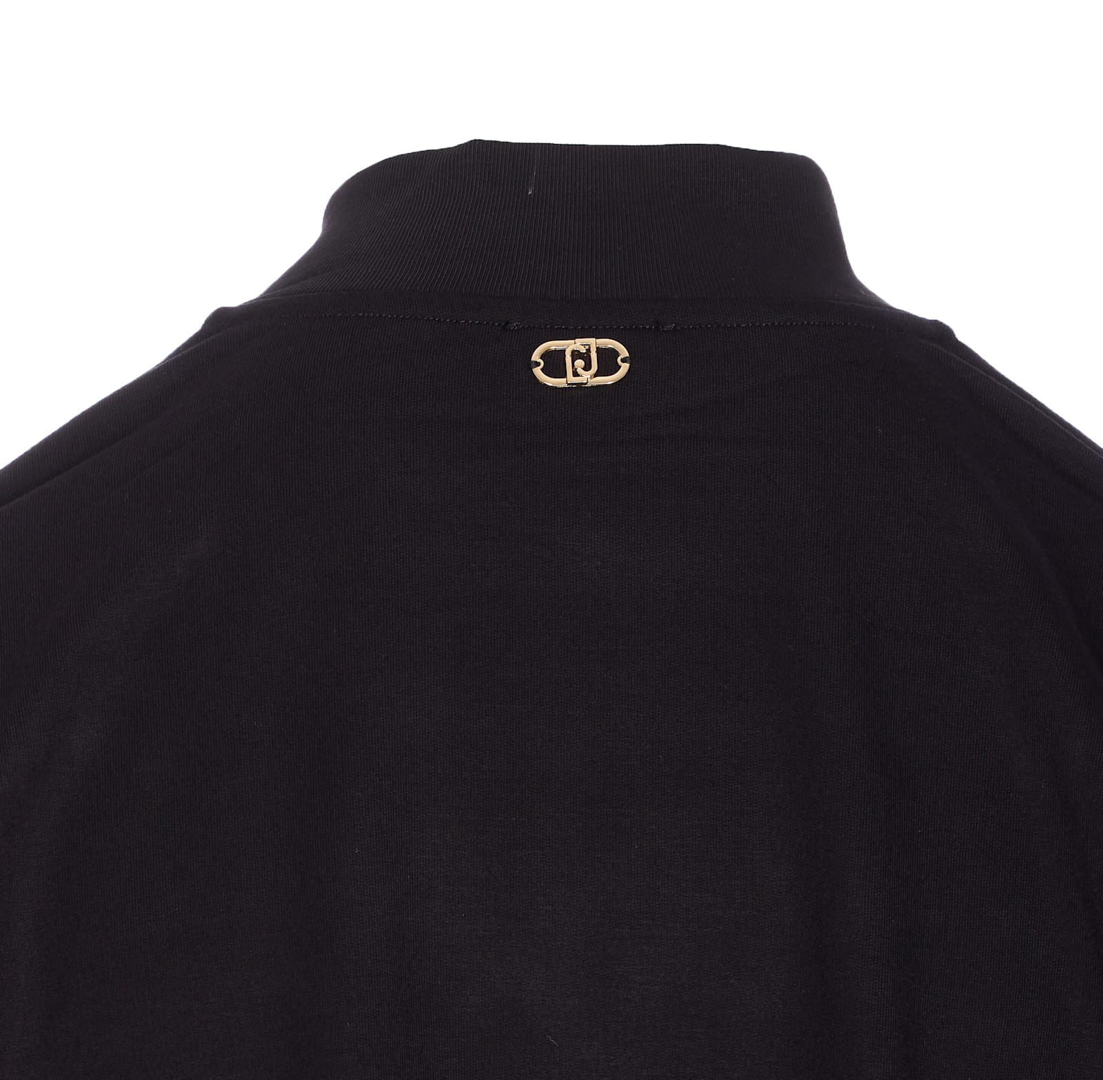 Liu •jo High Collar Black Sweatshirt With Pearl Embellishments In Black
