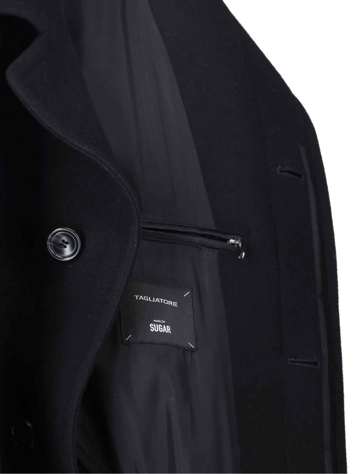 Tagliatore Lapel Long-sleeved Coat In Black