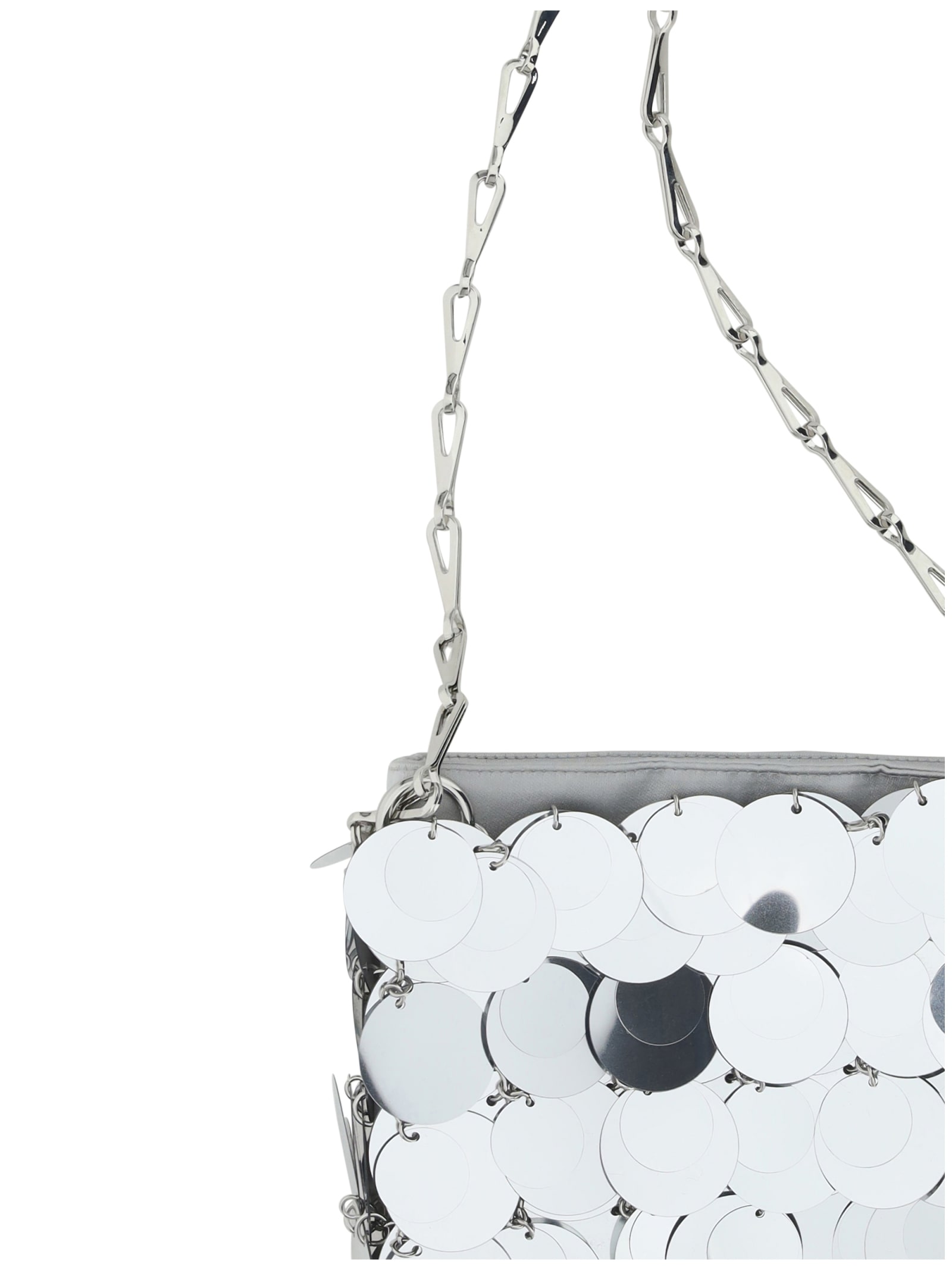 Shop Rabanne Sparkle Nano Shoulder Bag In Silver