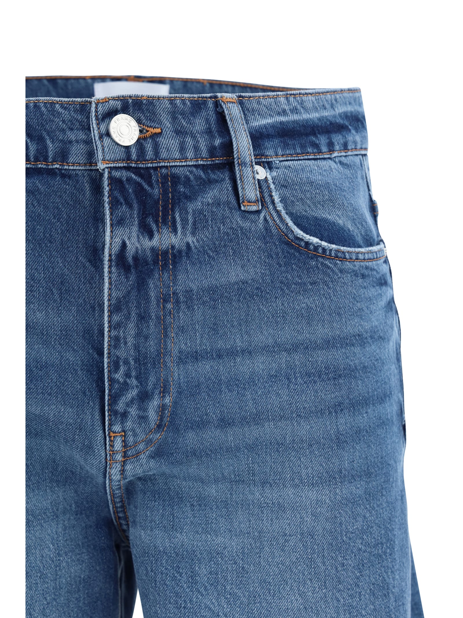 Shop Frame Barrel Jeans In Blue