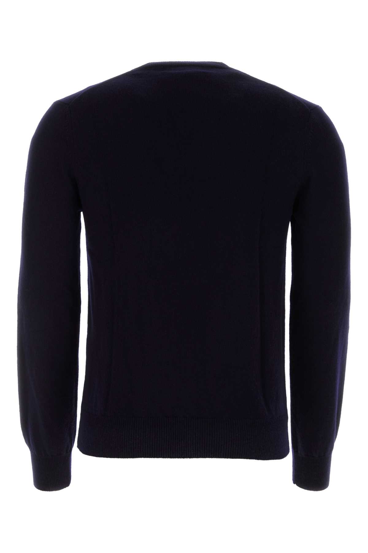 Shop Comme Des Garçons Play Midnight Blue Wool Sweater In Navy