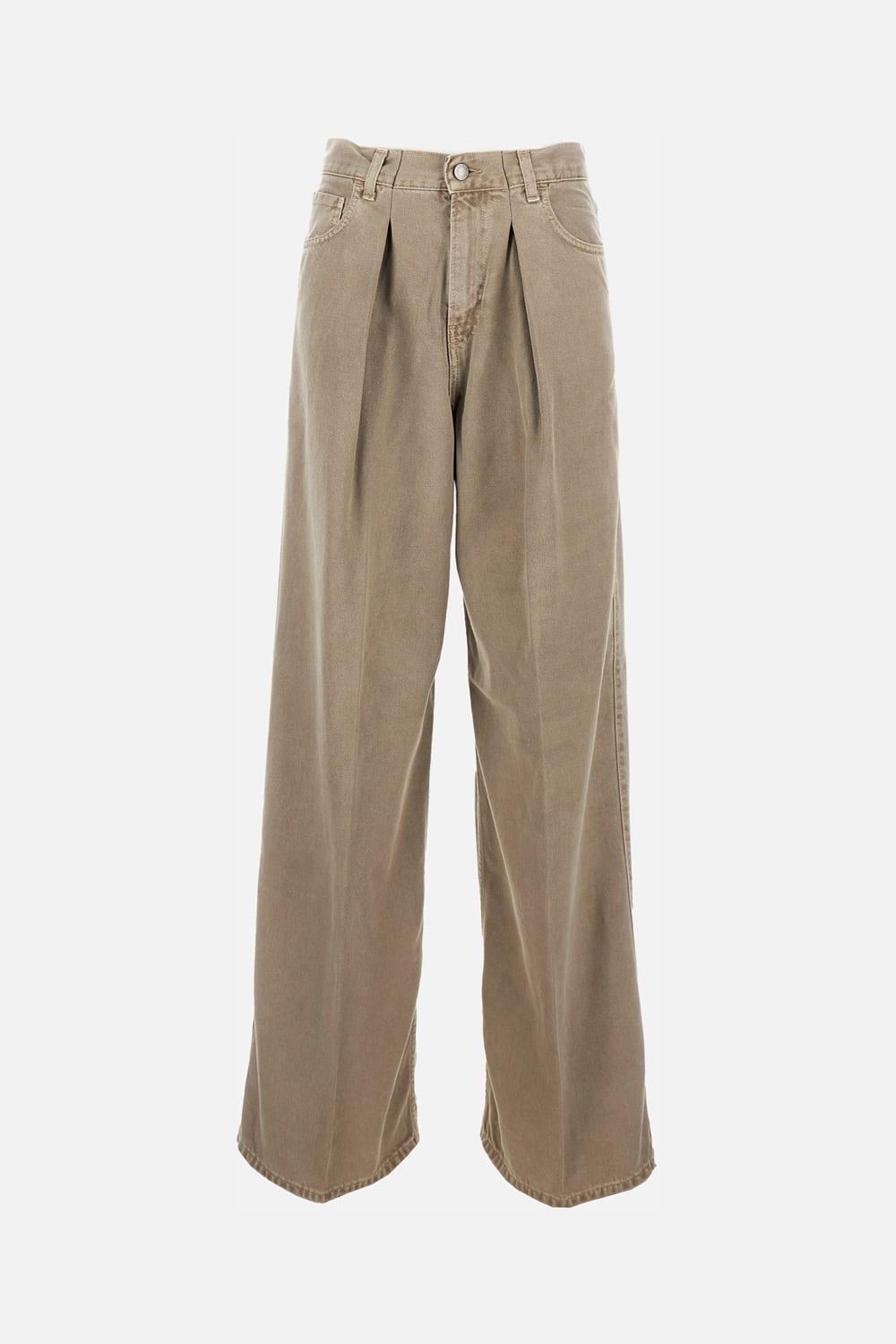 Haikure Candy Pleated Stretch Low-rise Wide-leg Jeans In Brown