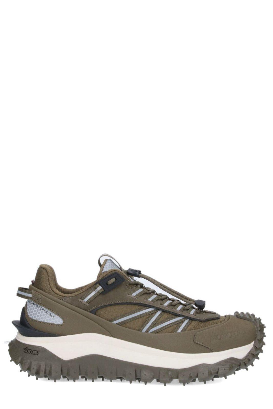 Shop Moncler Round Toe Lace-up Sneakers In Sand