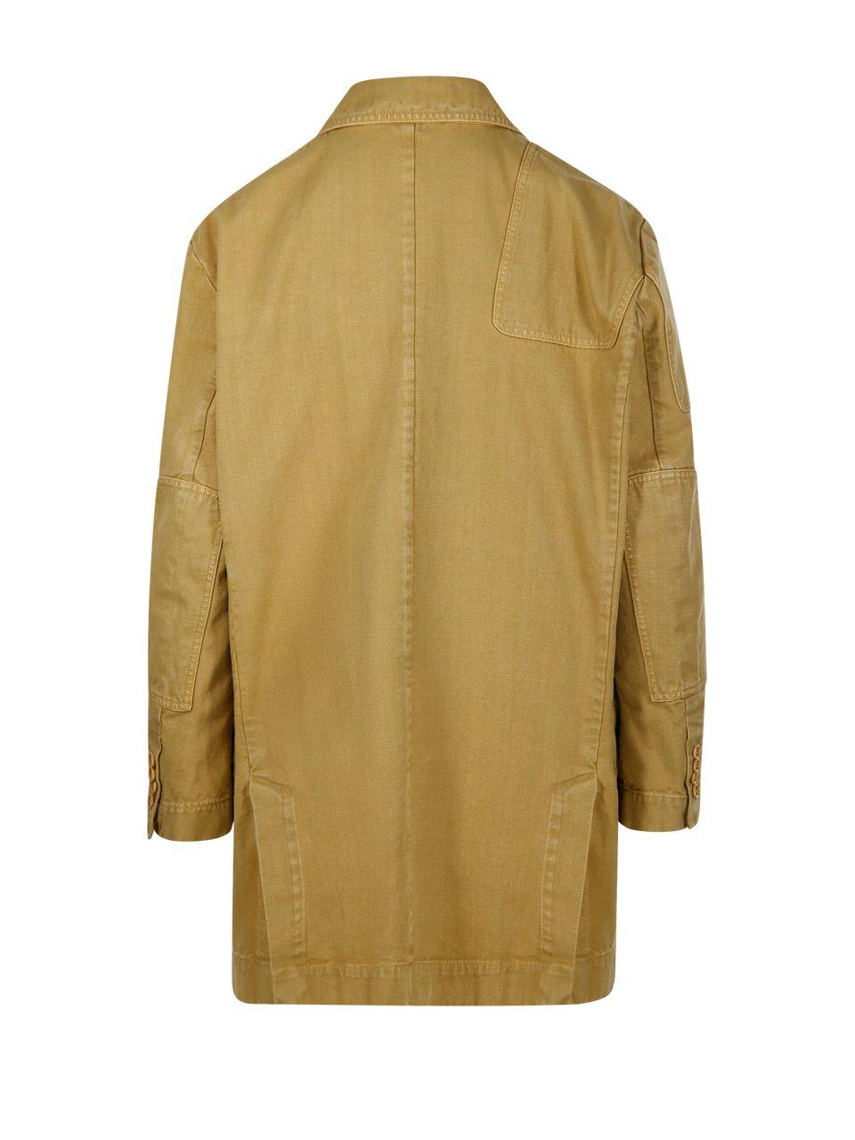 Shop Max Mara Single-breasted Long-sleeved Jacket In Dark Yellow