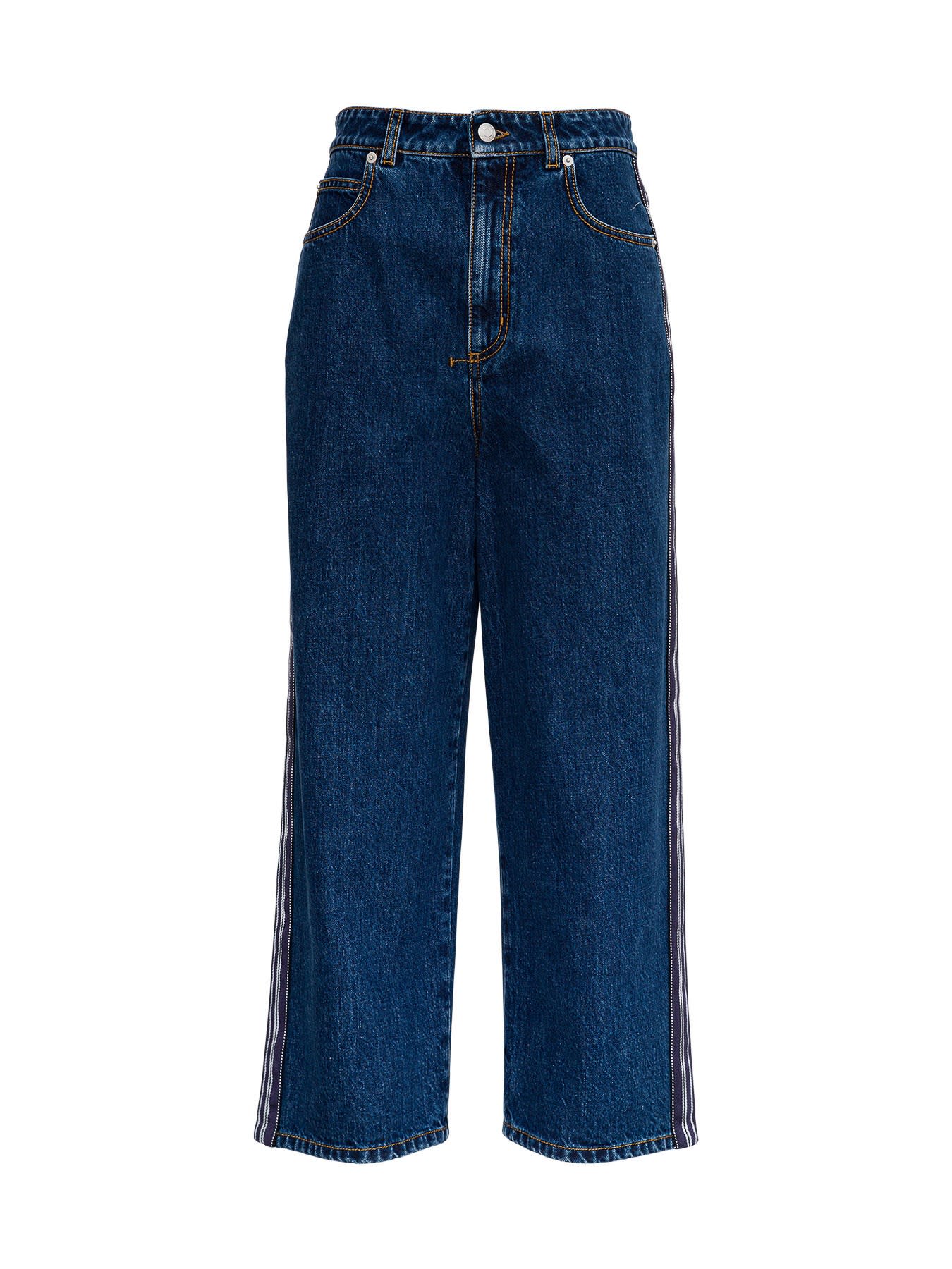 Alexander McQueen Wide Denim Jeans With Side Band