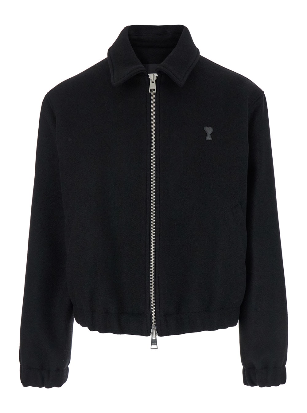 Shop Ami Alexandre Mattiussi Black Crop Jacket With Adc Embroidery In Wool Man