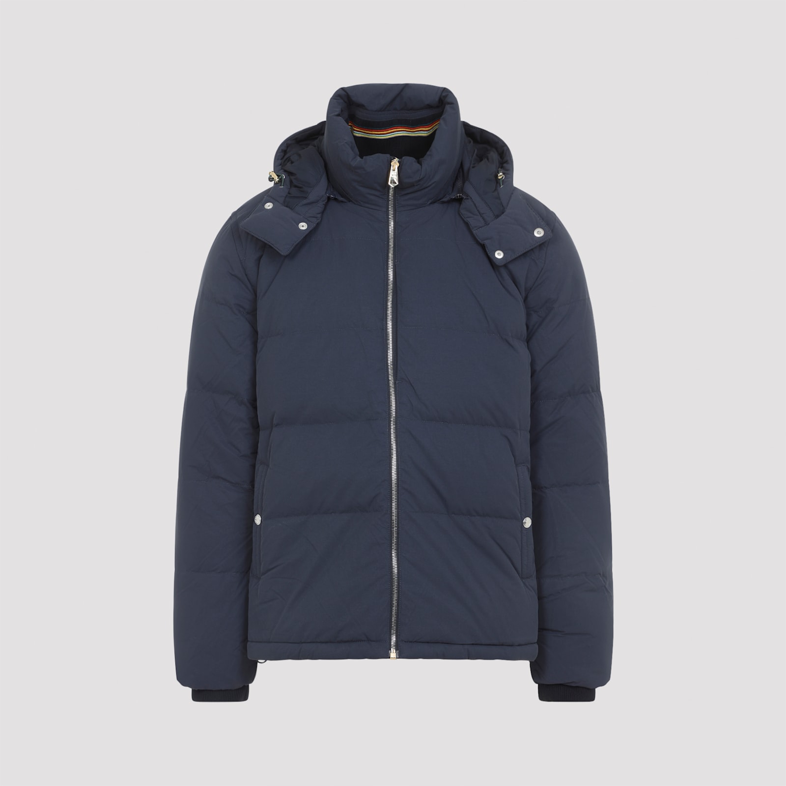 Paul Smith Hooded Navy Blue Polyamide Jacket In Blue