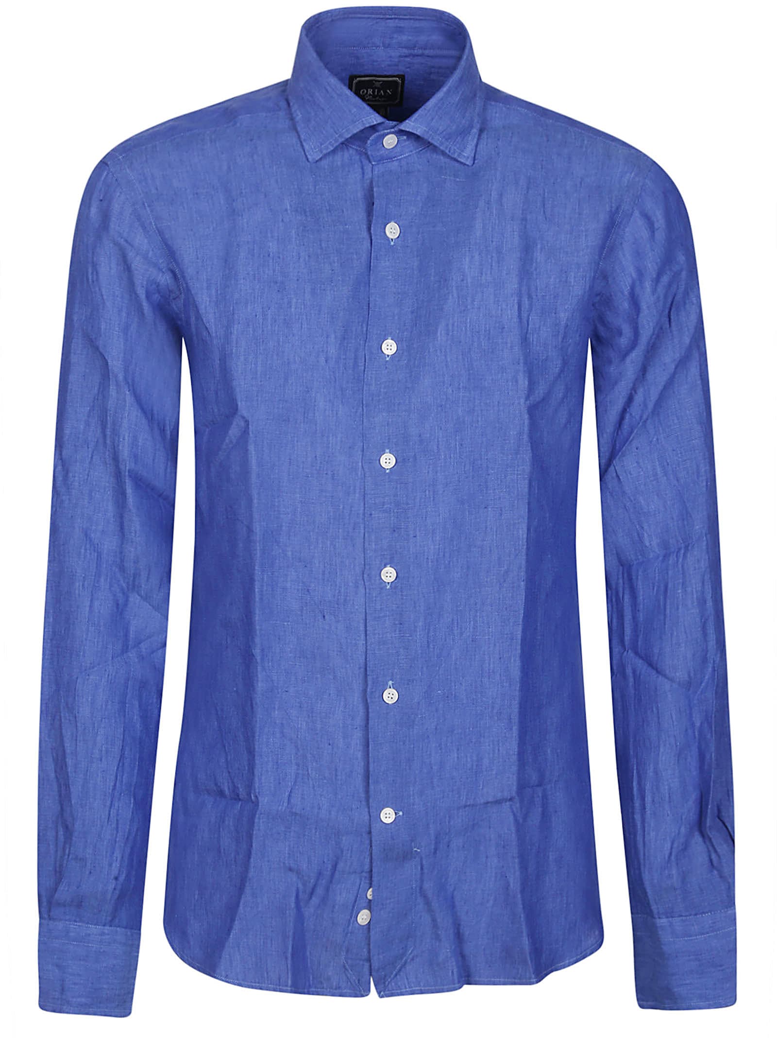 Shop Orian Long Sleeve Slim Shirt In Blu