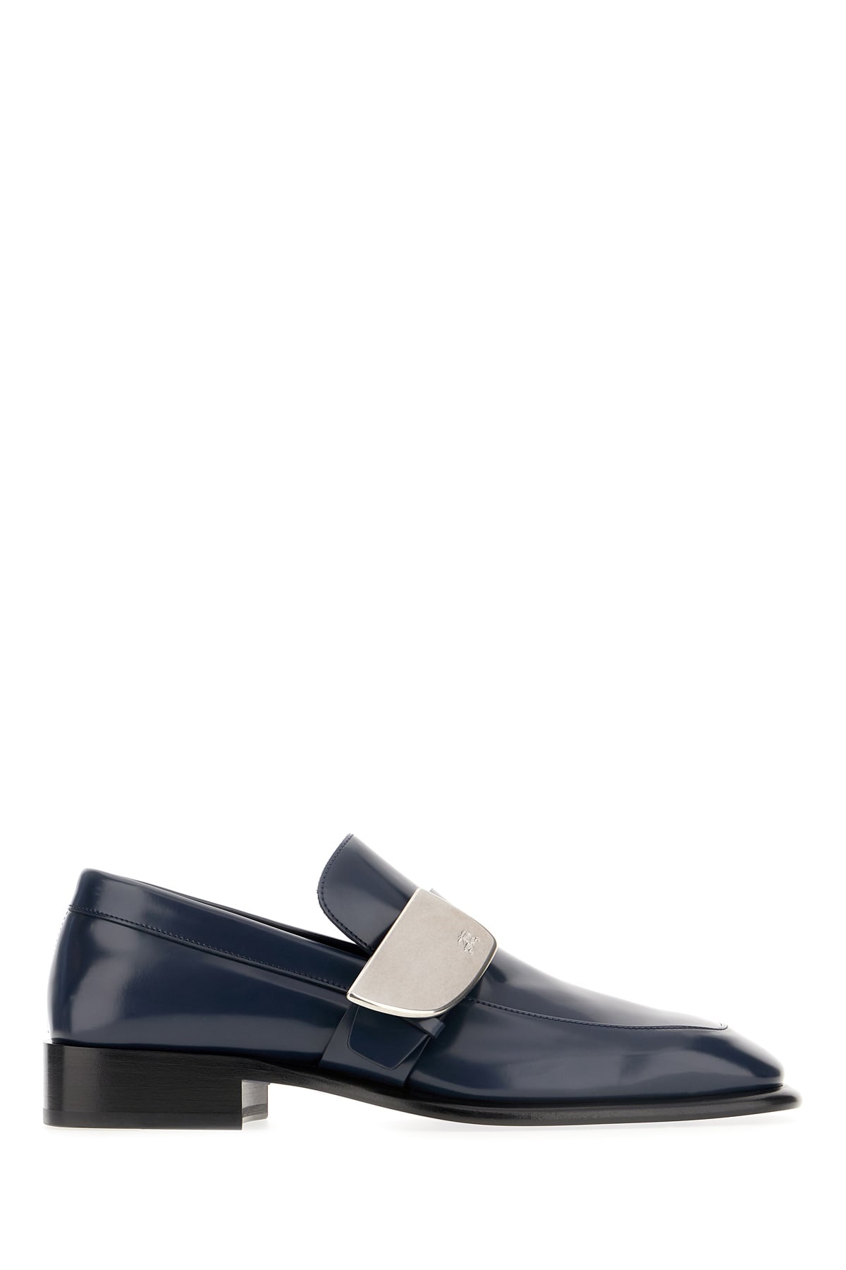 Blue Leather Shield Loafers