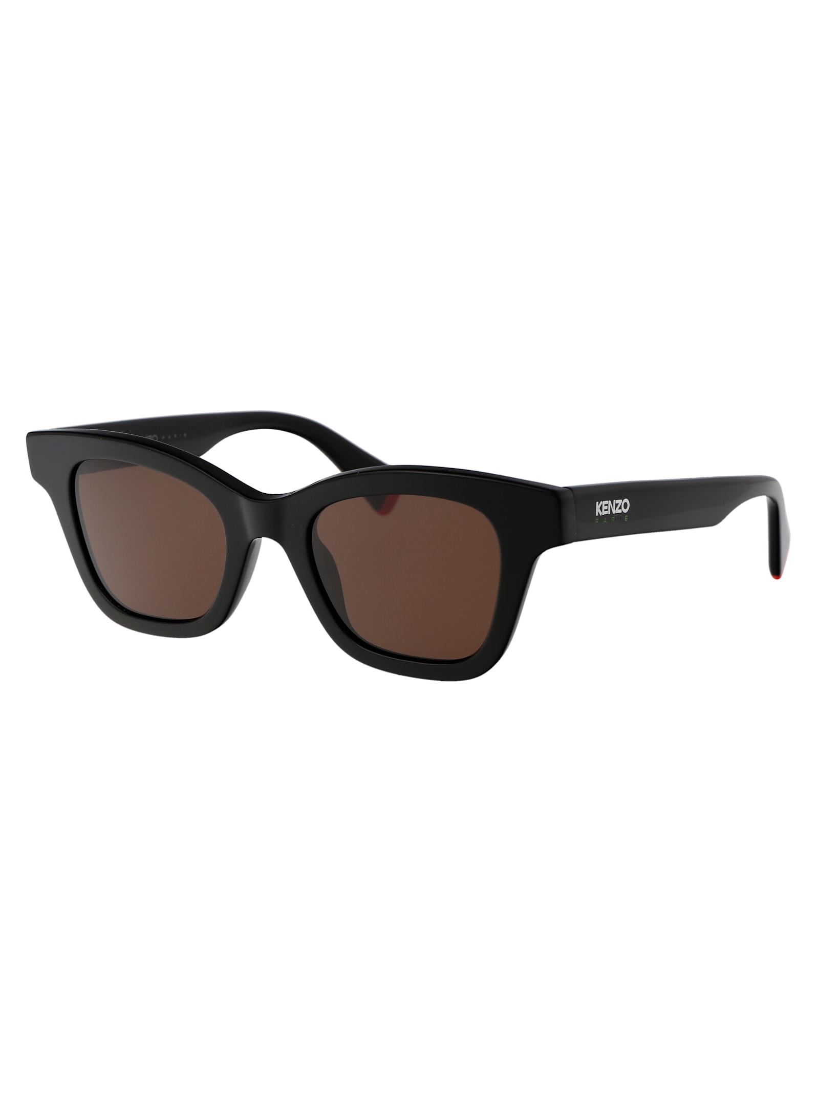 Shop Kenzo Aka Sunglasses In 01e Shiny Black / Brown