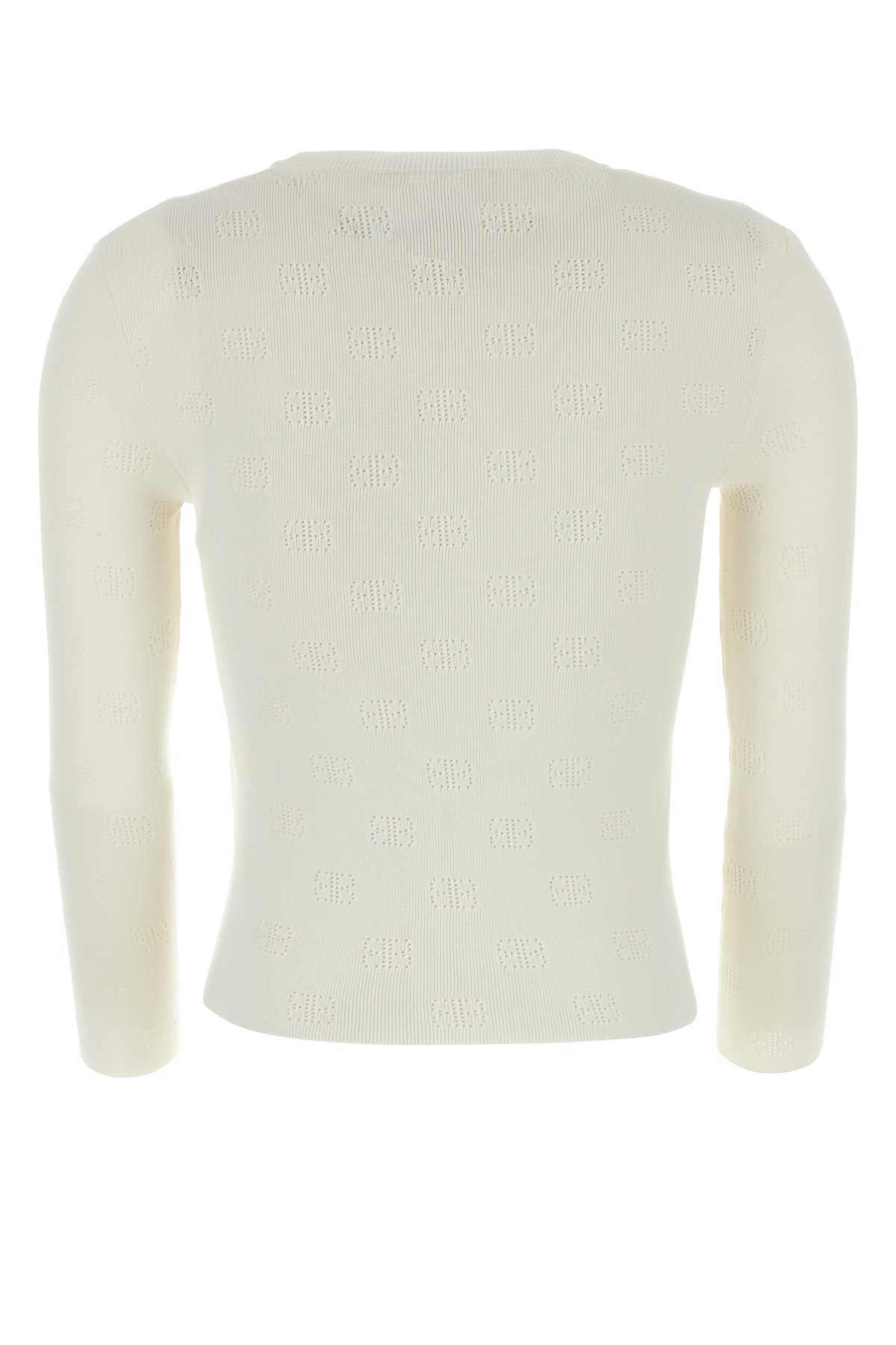 Shop Balenciaga Ivory Wool Blend Sweater In White