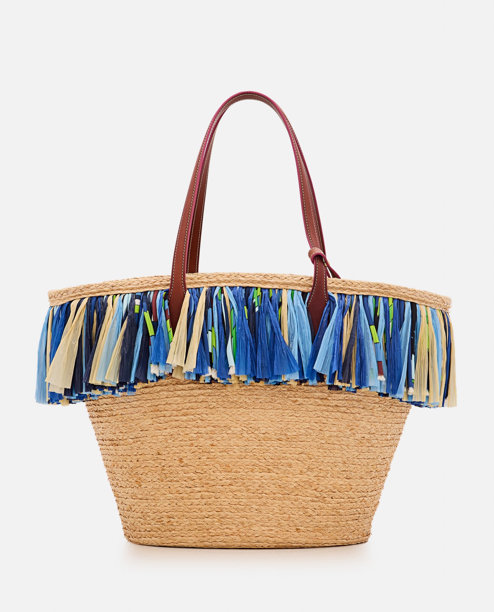 Shop Pucci Fringes Basket Bag In Beige