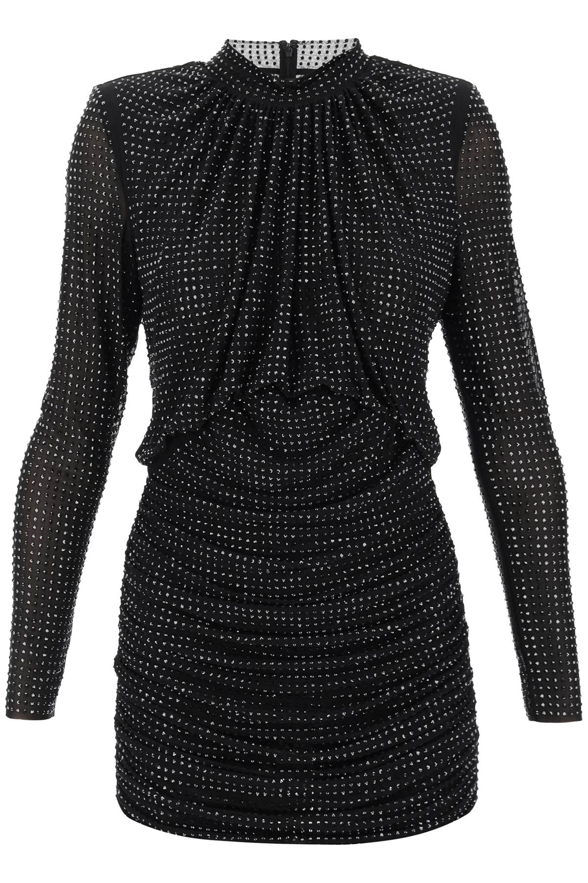 self-portrait Mini Dress In Rhinestone-studded Mesh