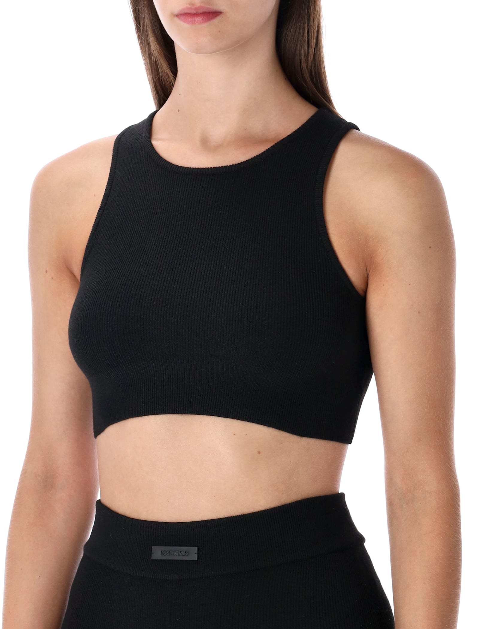 Fear Of God Black  Essentials Crop Top In Black