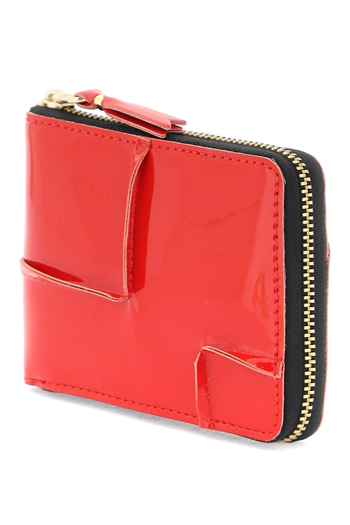 Shop Comme Des Garçons Zip Around Patent Leather Wallet With Zipper In Red (red)