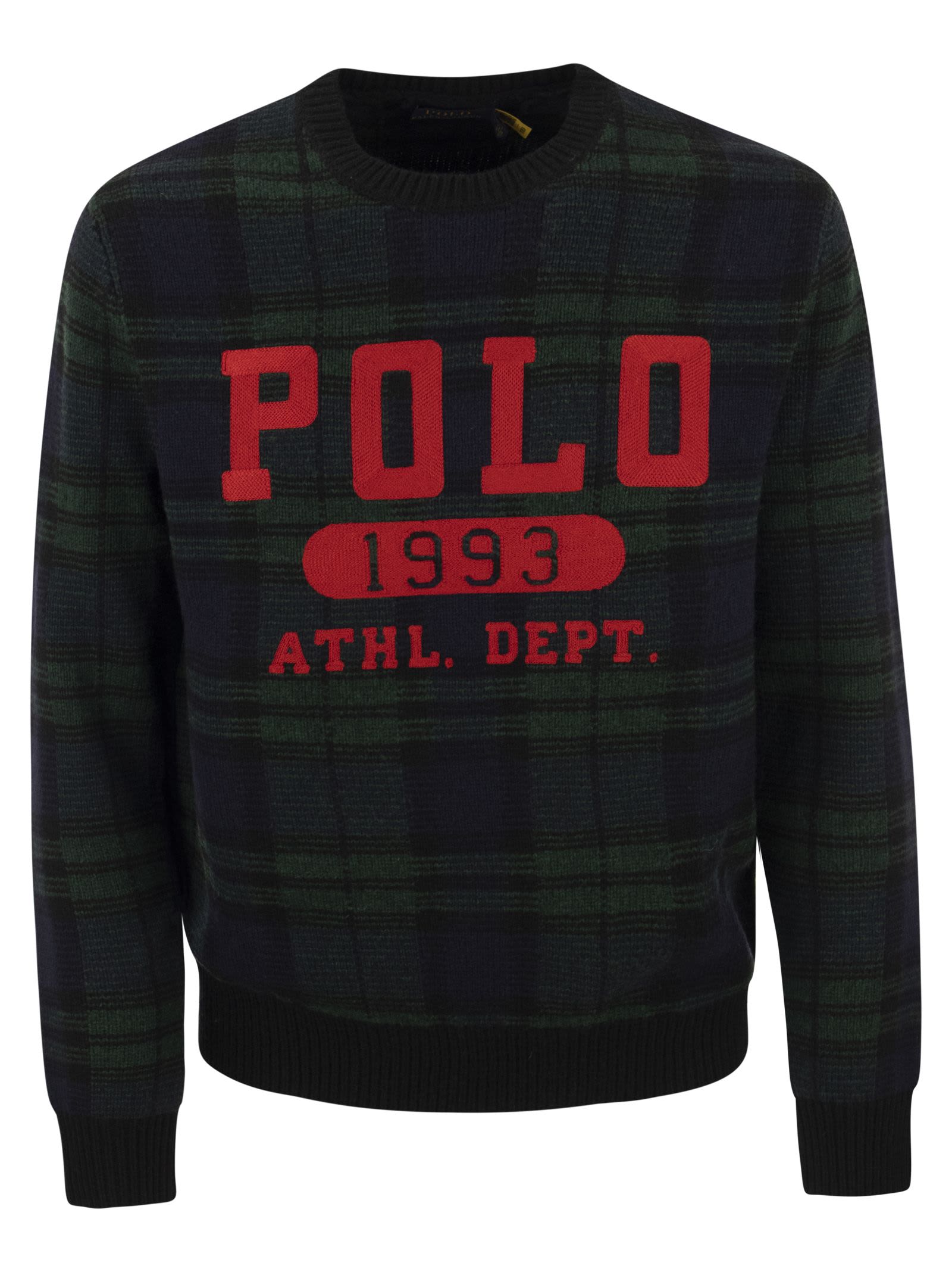 Polo Ralph Lauren Plaid Wool Blend Sweater With Logo
