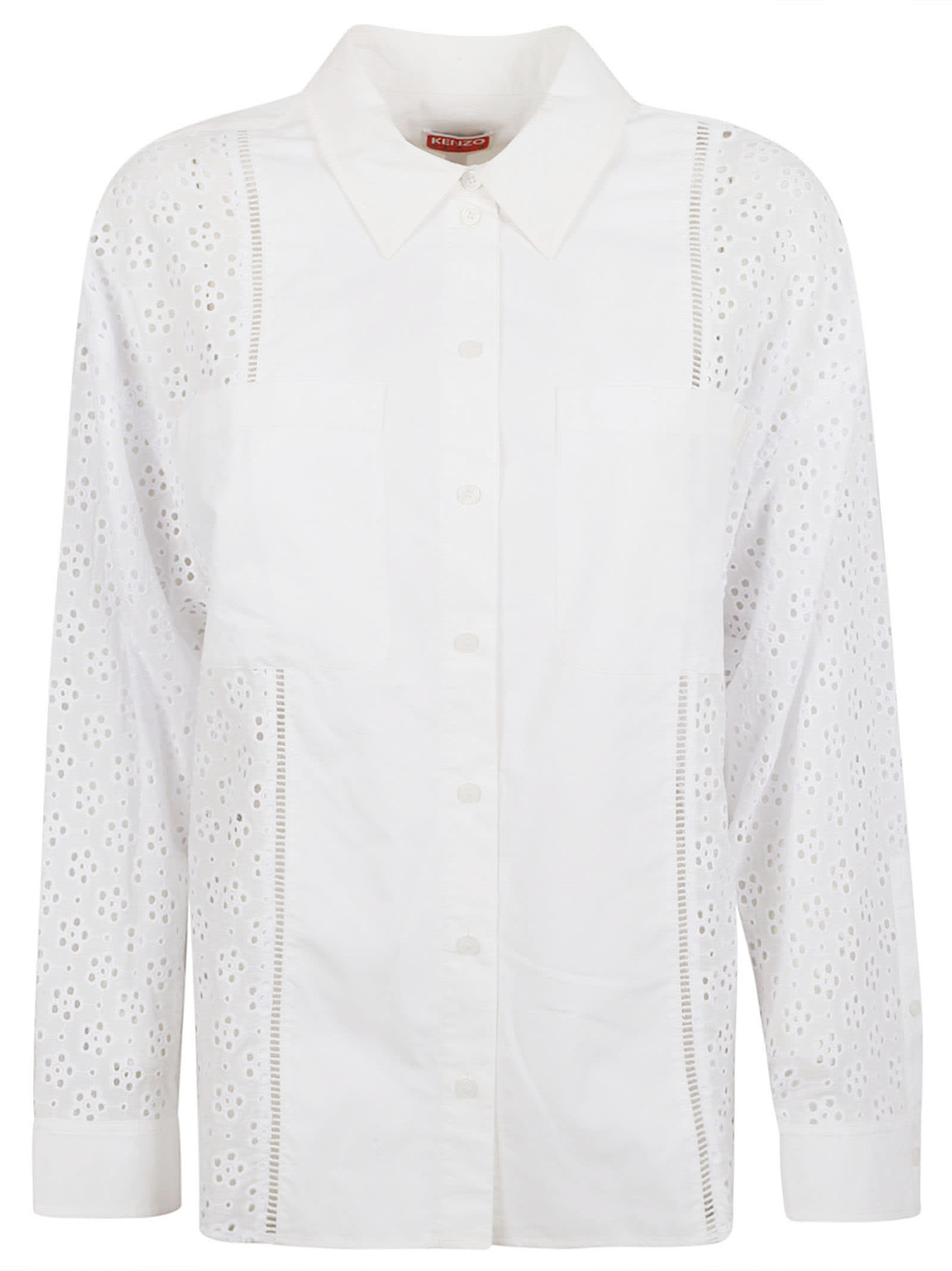 Shop Kenzo Anglaise Oversized Shirt In Off-white