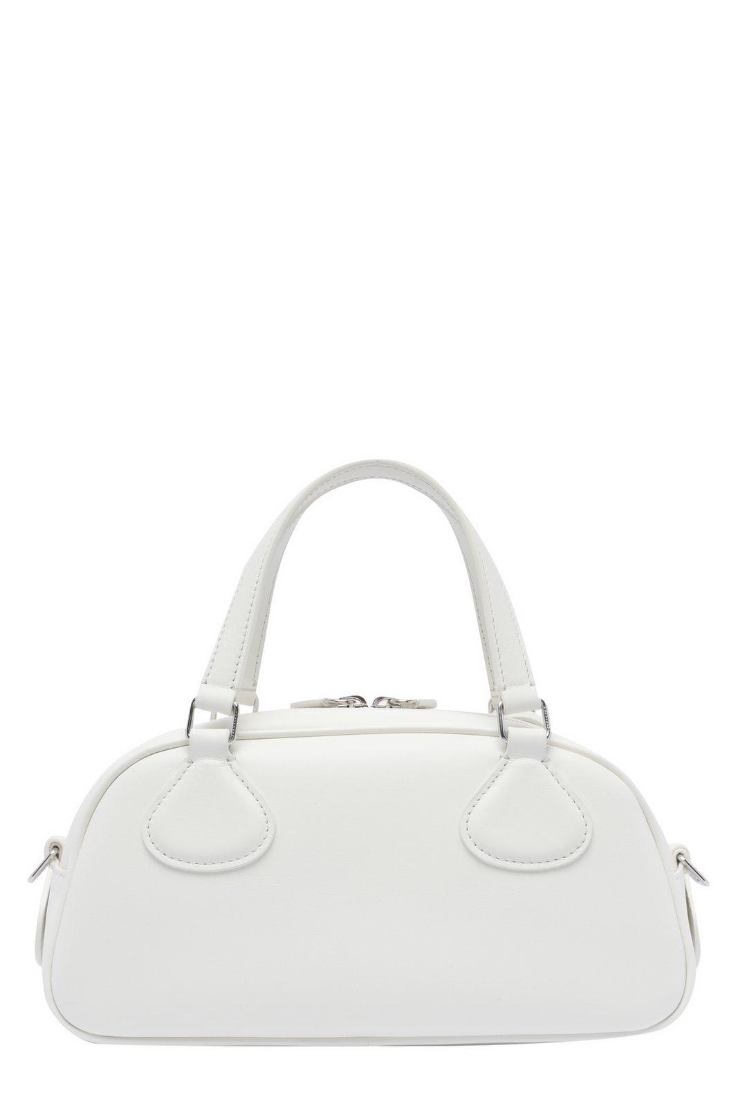 Courrèges Double Handle Detachable Strap Bowling Bag In White