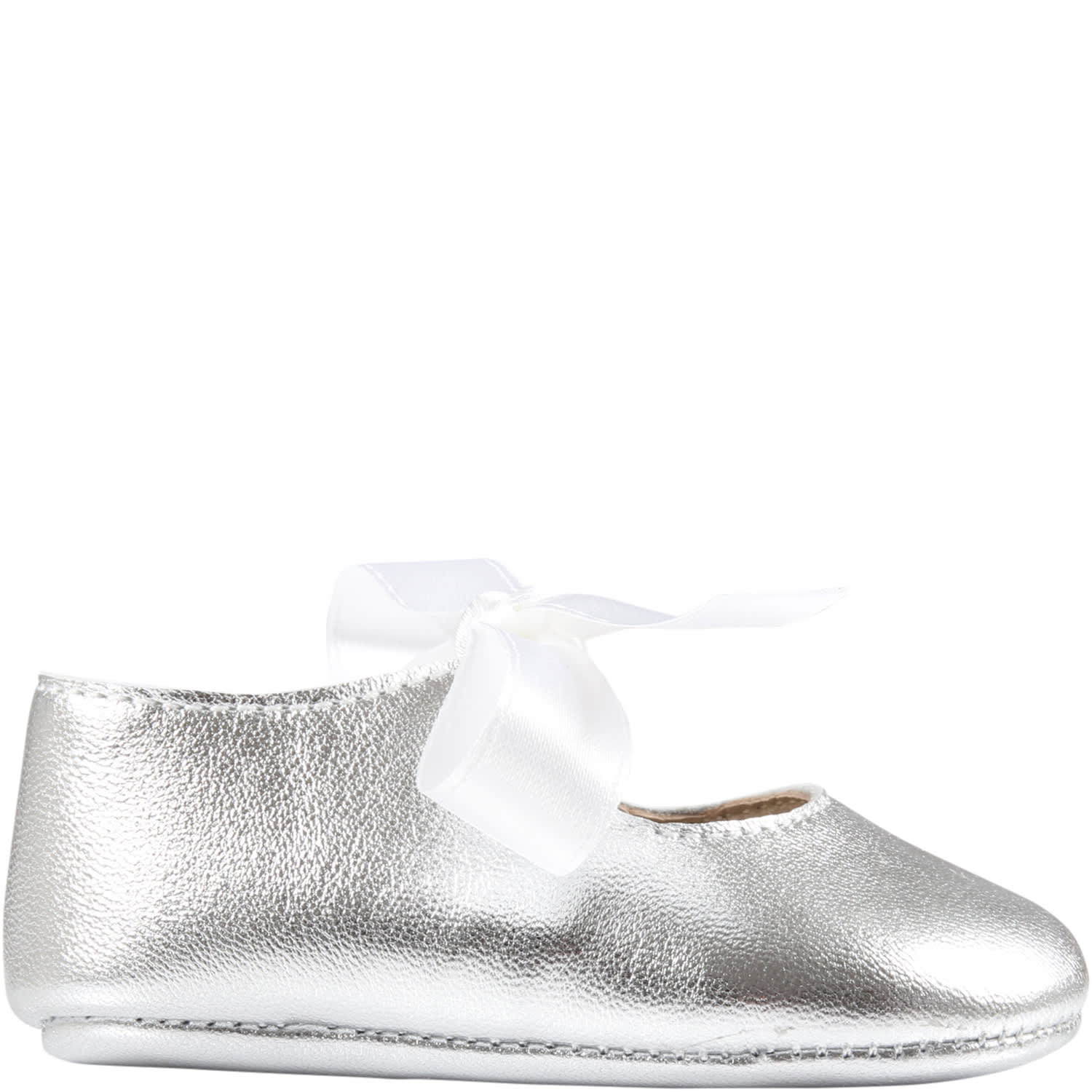 Gallucci Silver Ballerina Shoes For Baby Girl
