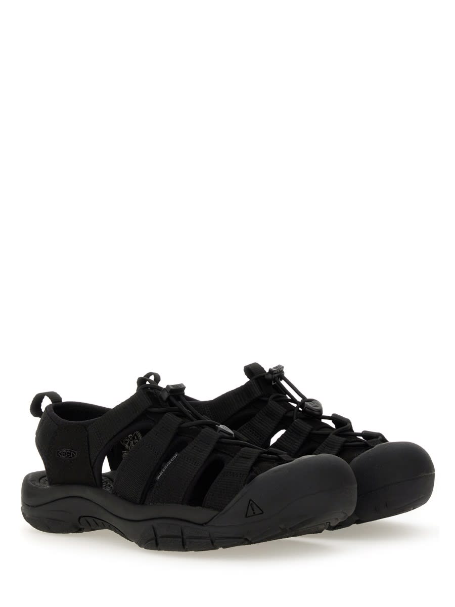 Keen Newport H2 Sandals In Black Suede And Fabric In Black