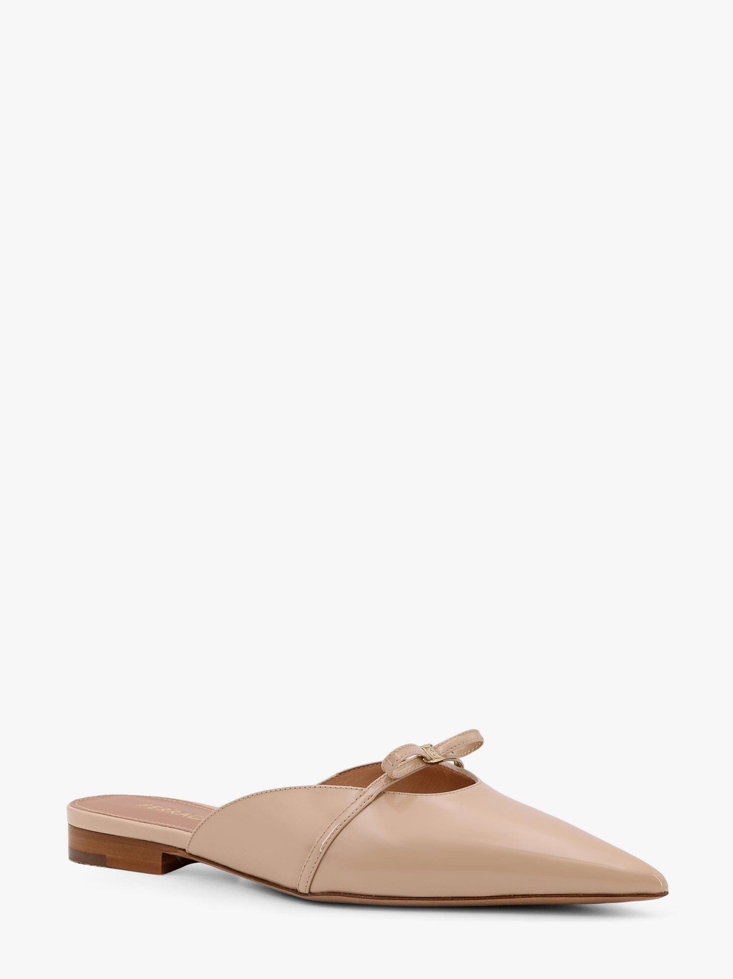 Shop Ferragamo Giulye Patent Leather Mule In Beige