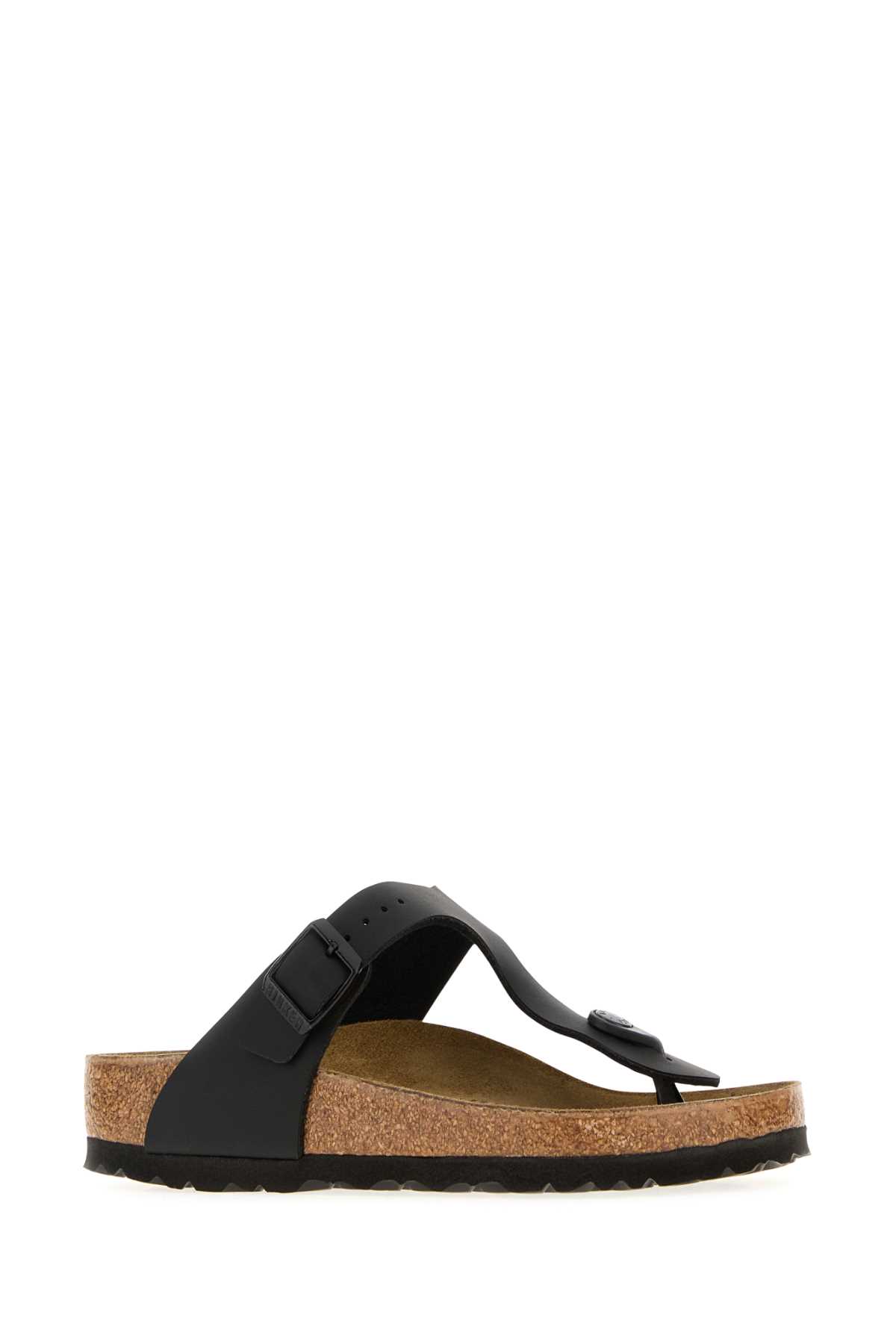 Birkenstock Womens Black Branded-hardware Faux-leather Thong Sandals In Black