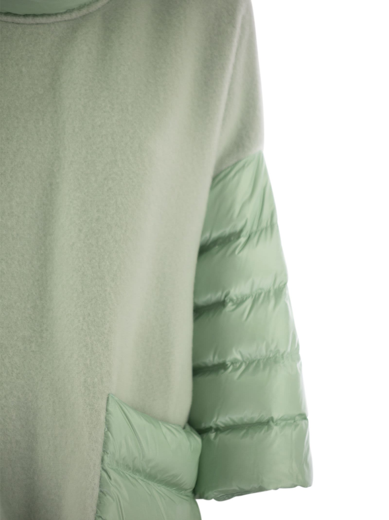 Shop Herno Wool Poncho With Down Details In Green