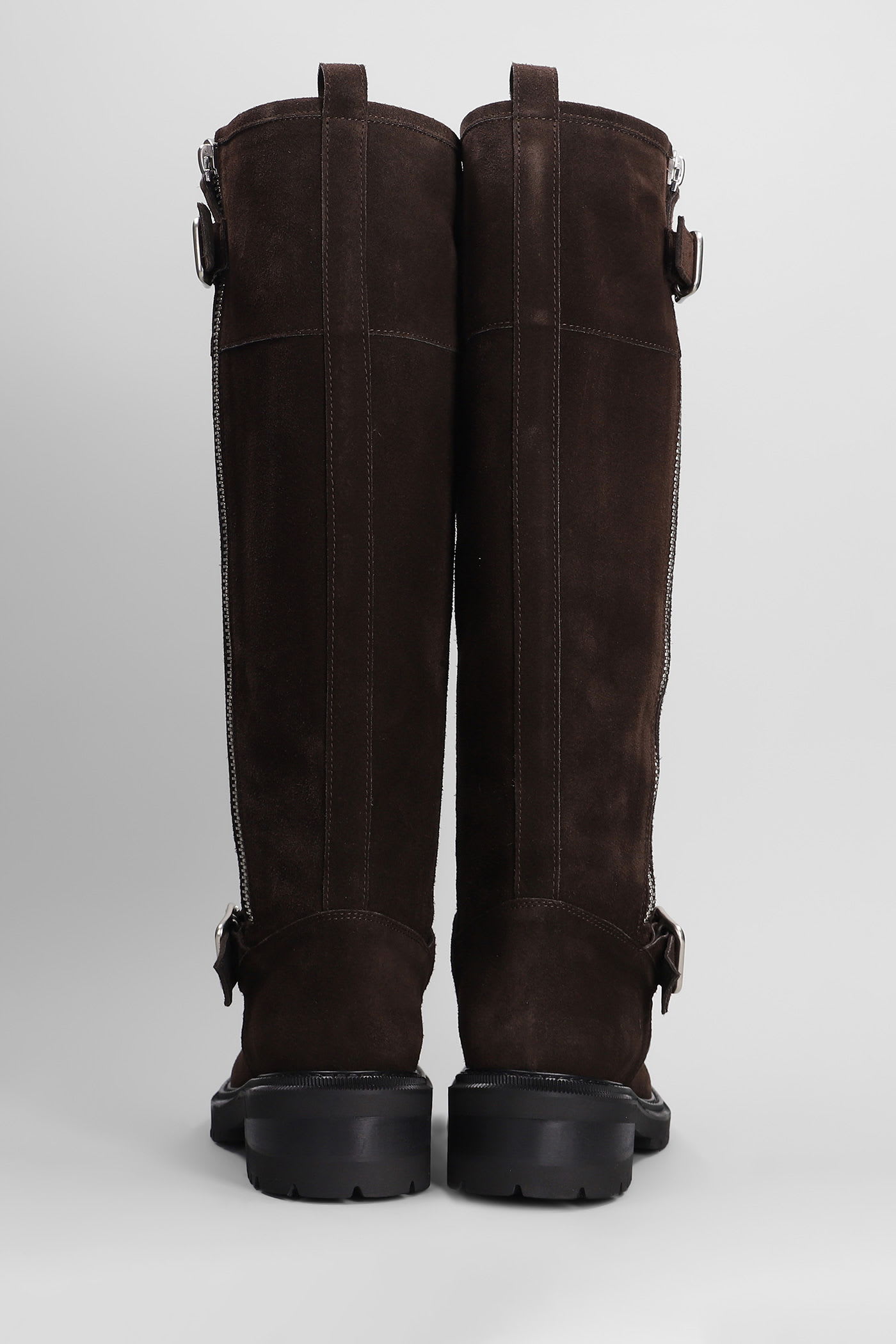 Via Roma 15 50mm Buckled Zip-fastening Biker Boots In Brown