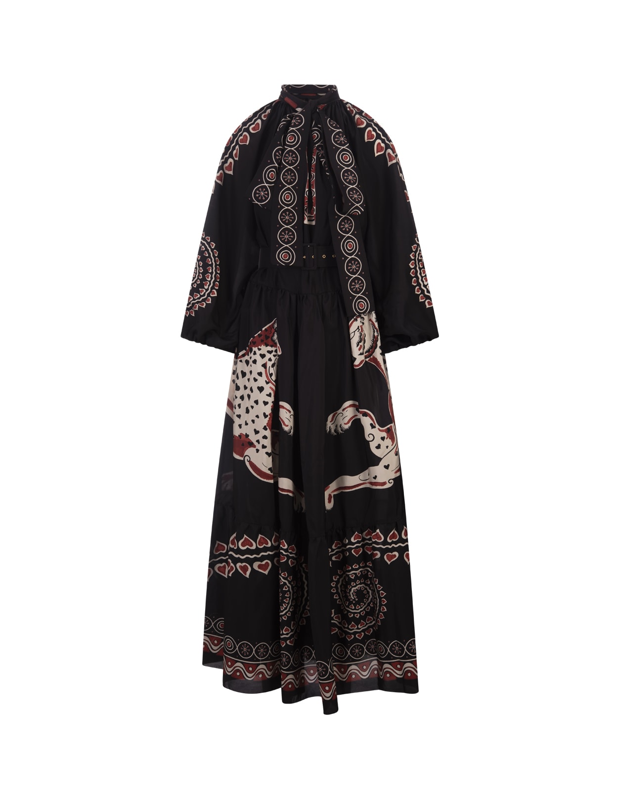Athena Dress In Gattopardo Placée Black In Silk Voile