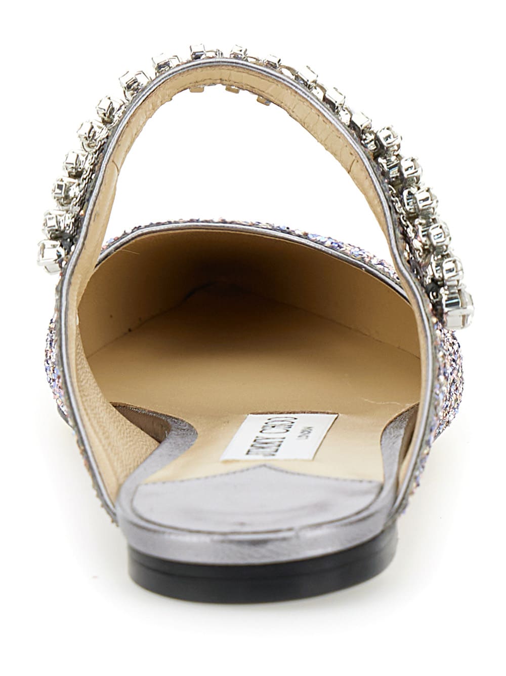 Shop Jimmy Choo Bling Flat Multicolor Mules With Crystal Strap In Glitter Fabric Woman