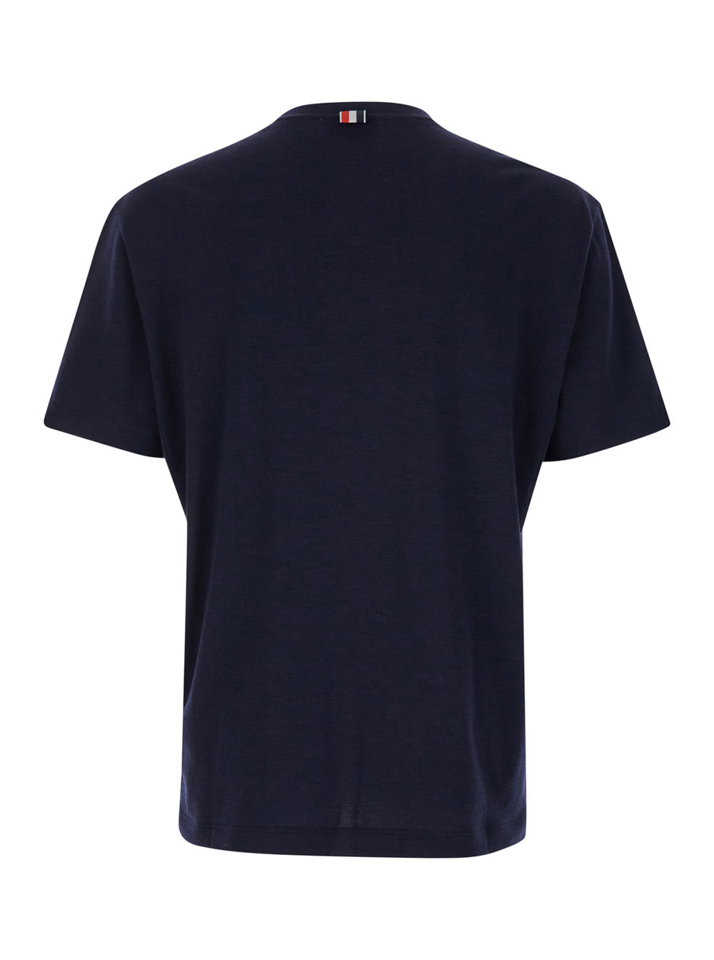 Shop Thom Browne Blue T-shirt With Logo Patch In Stretch Wool Man