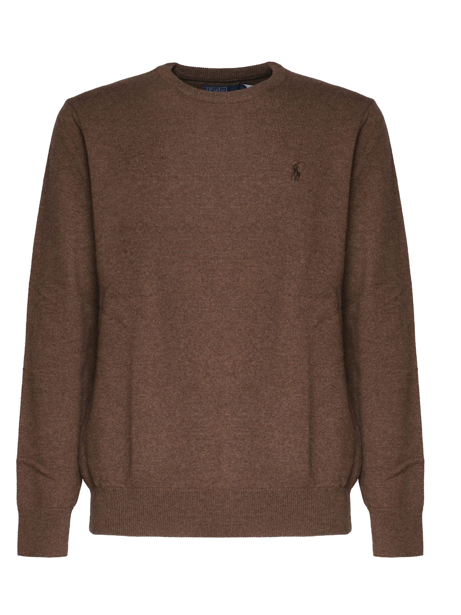 Shop Polo Ralph Lauren Polo Pony Embroidered Knitted Jumper In Brown