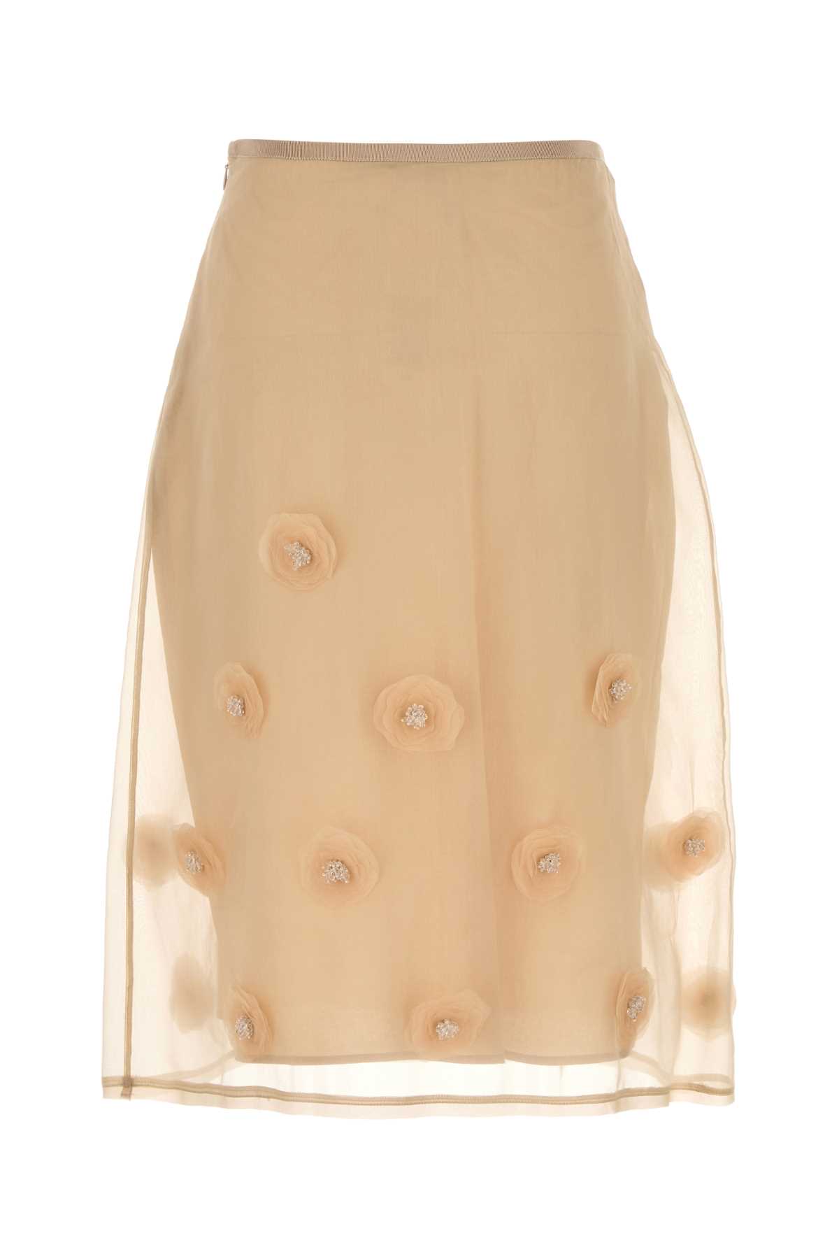 Max Mara Ombrosa Floral-embellished Midi Skirt In Avorio