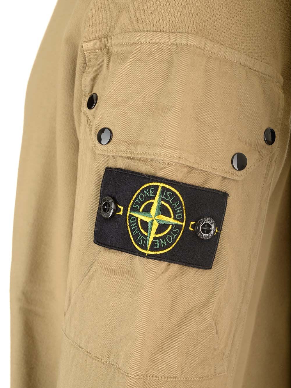 Shop Stone Island Organic Cotton Sweatshirt In Biscuit