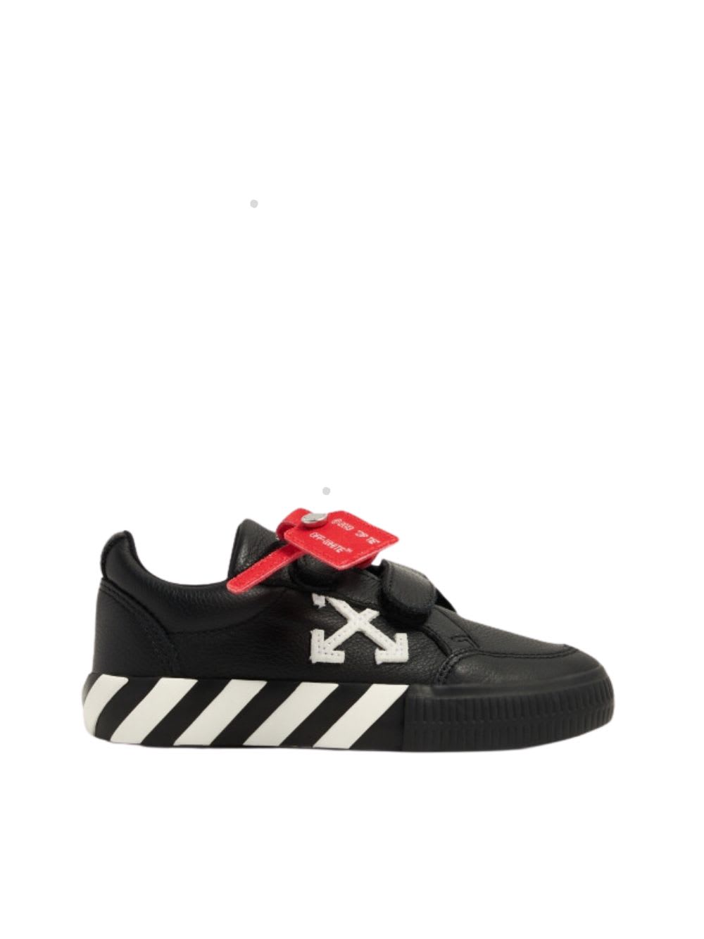 Shop Off-white Velcro Vulcanized Leather Sneakers In Black White