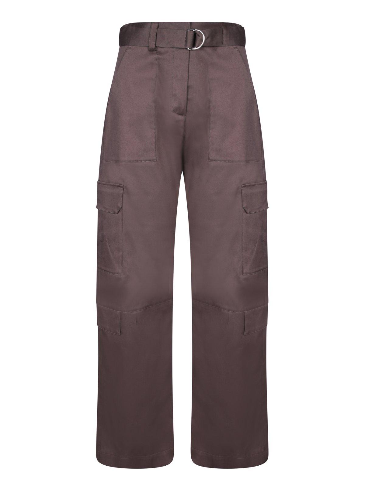Shop Msgm High-waist Straight-leg Cargo Trousers In Brown