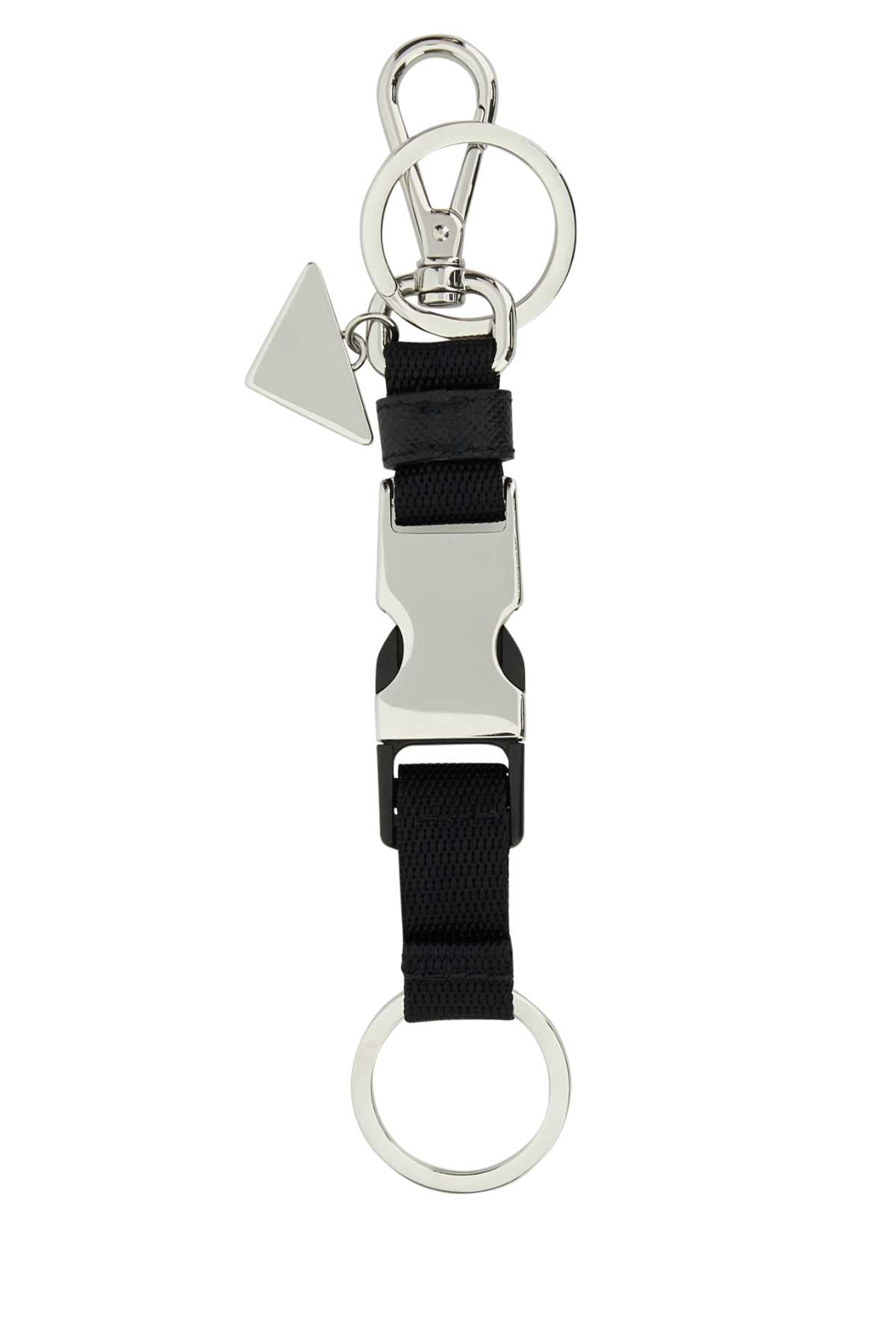 Prada Black Keychain With Snap Buckle Men In Nero