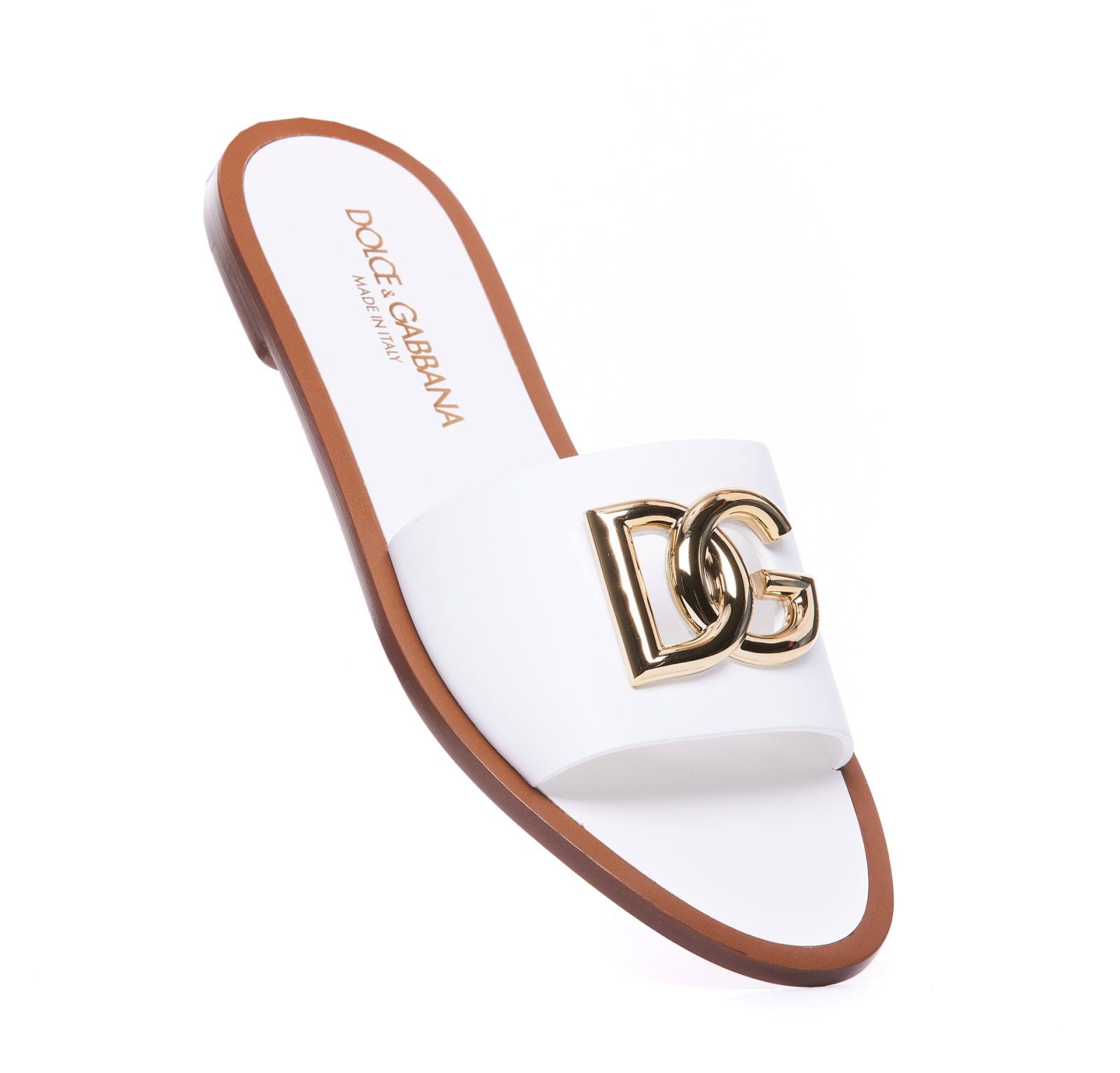 Shop Dolce & Gabbana Dg Logo Slides In White