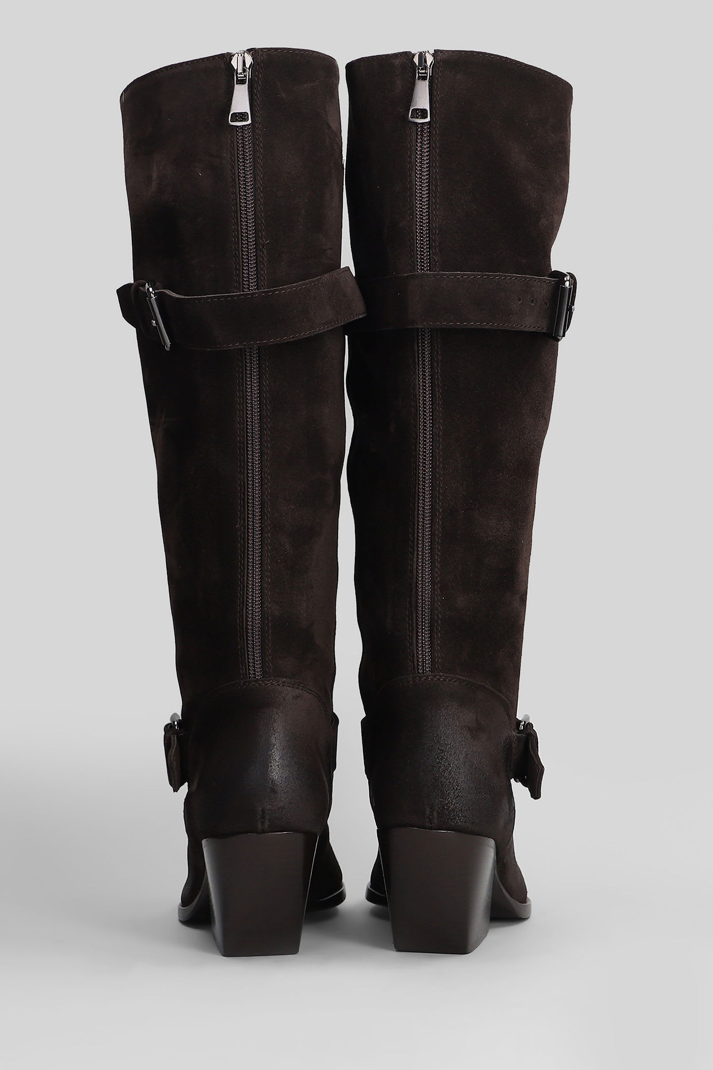 Elena Iachi 65mm Buckle-detailing Knee-high Boots In Brown