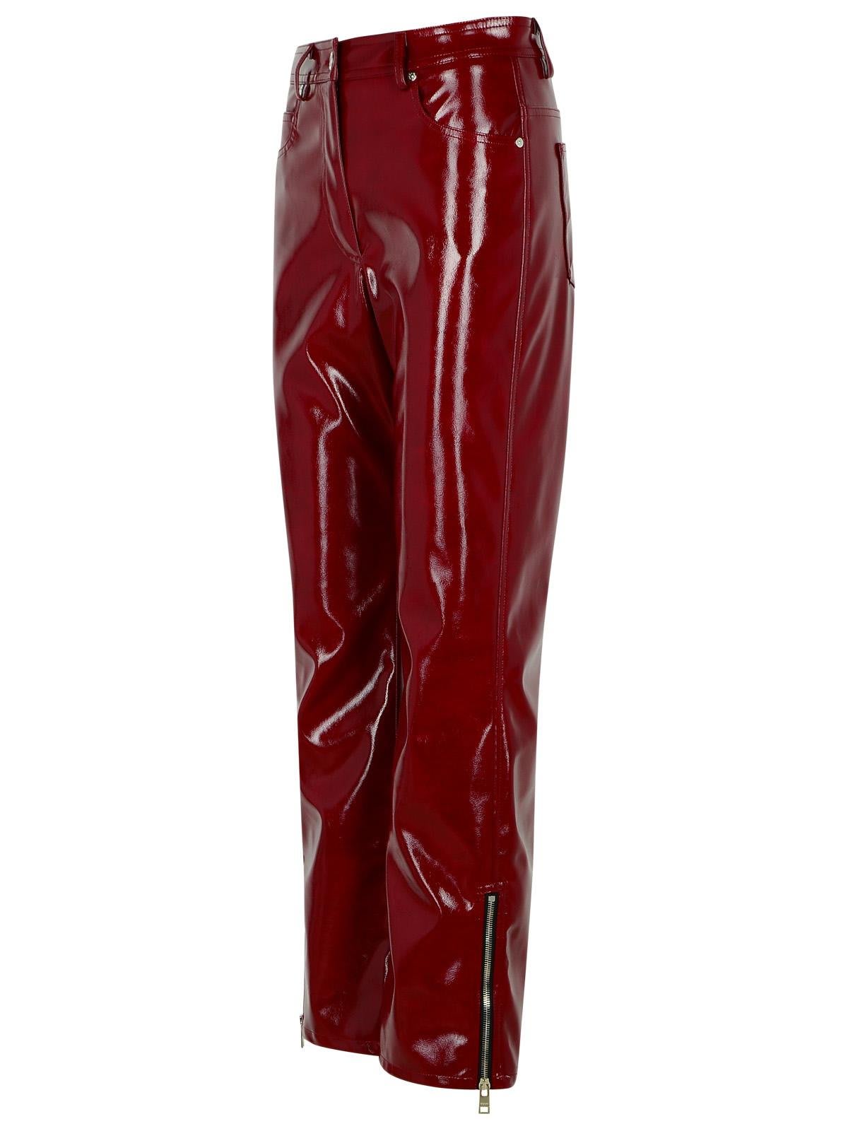 Shop Msgm High-shine Tapered Pants In Burgundy