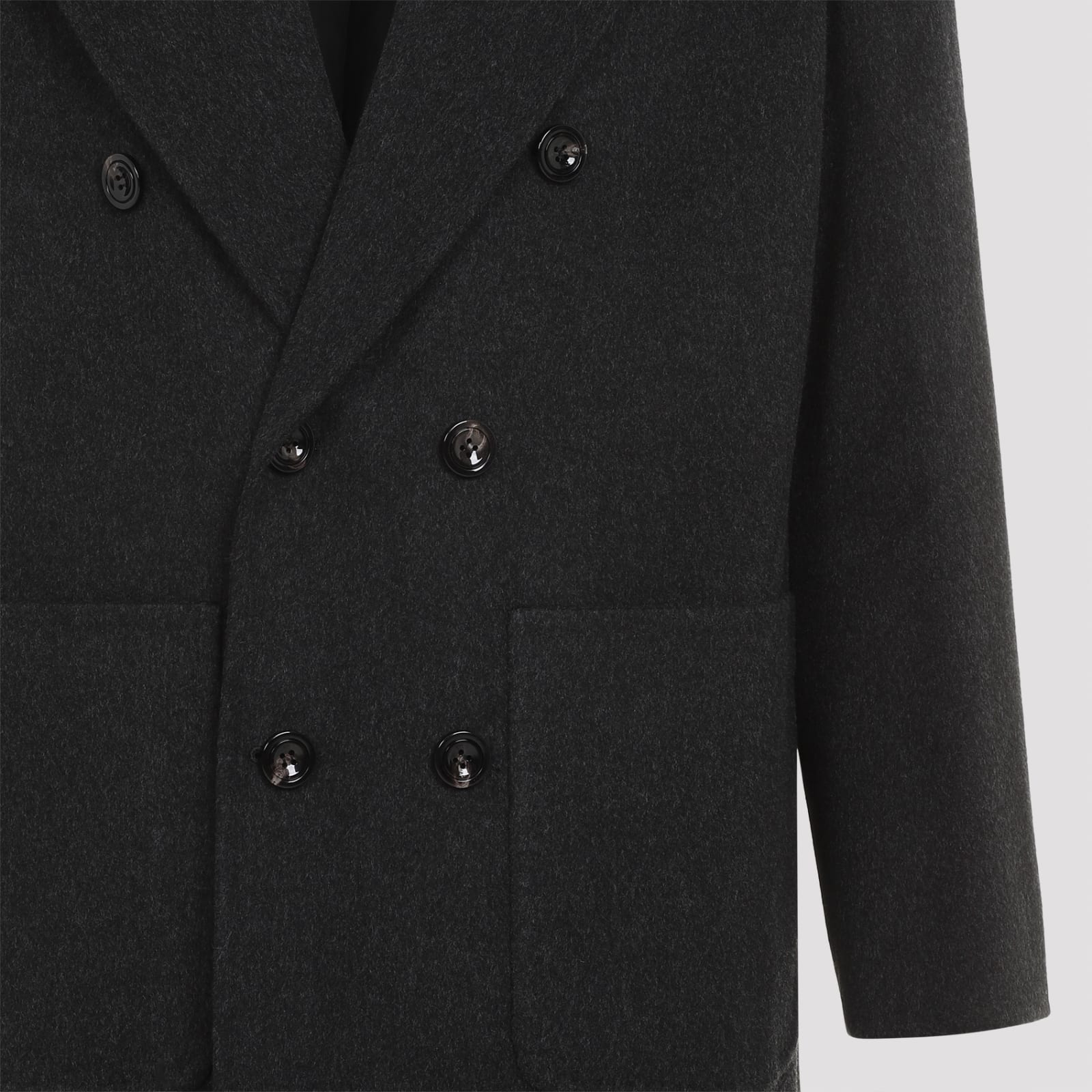 Kiton Dark Grey Tib Virgin Wool Coat In Grigio Scuro