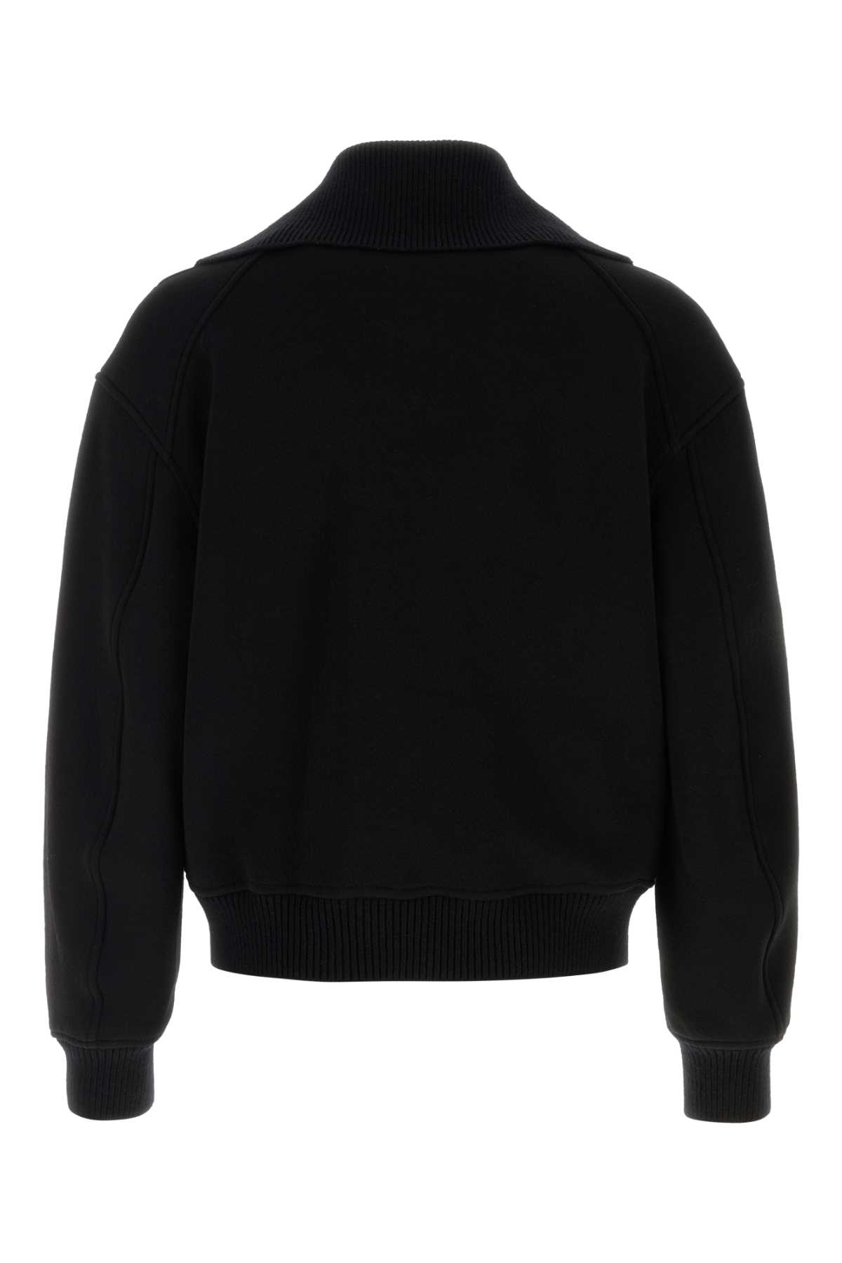 Jil Sander Black Wool Blend Bomber Jacket In Black