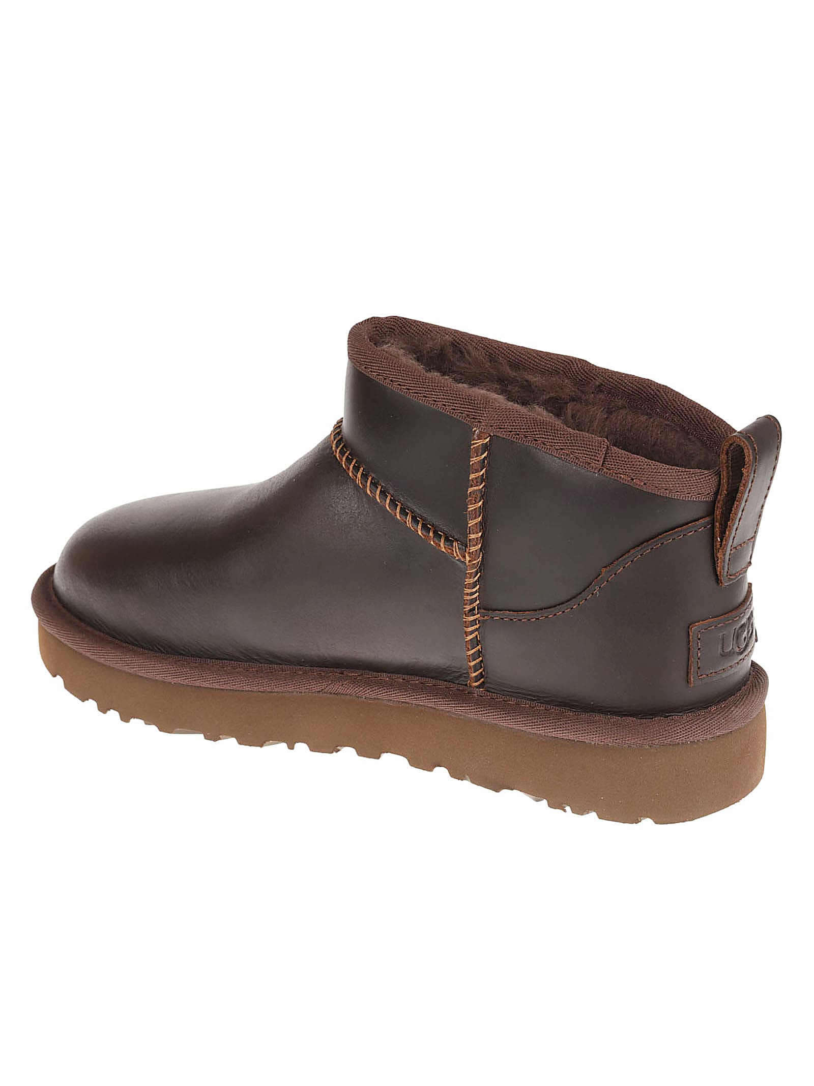 Ugg Ultra Mini Ankle Boots With Round Toe In Brown