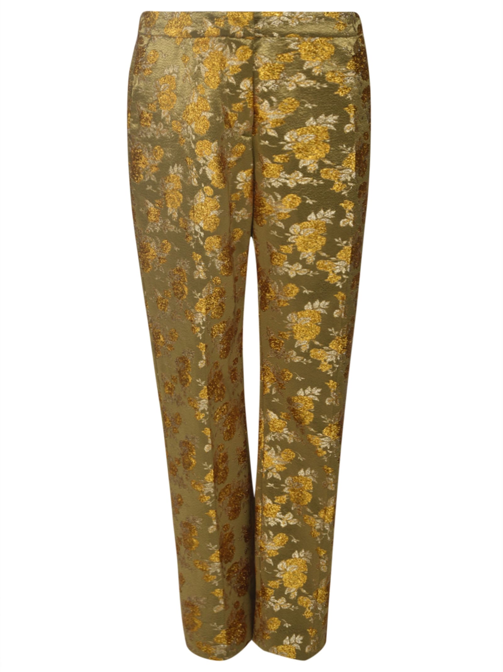 Dries Van Noten Metallic Cropped Trousers In Gold