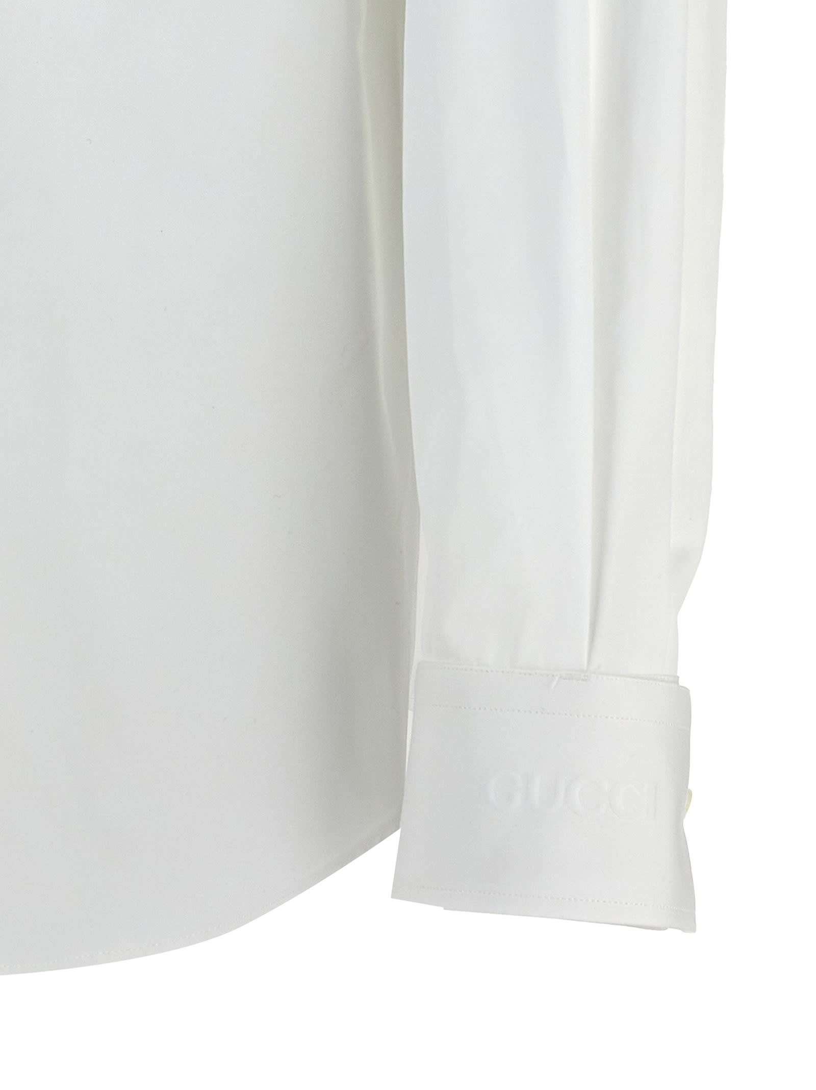 Shop Gucci Double Collar Shirt In White